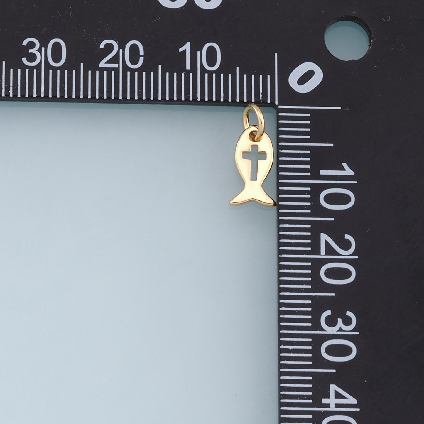 Gold Fish Cross Charms,18K Gold Filled CZ Fish Pendant,Fish Charm Bracelet Necklace for DIY Jewelry Making Supply