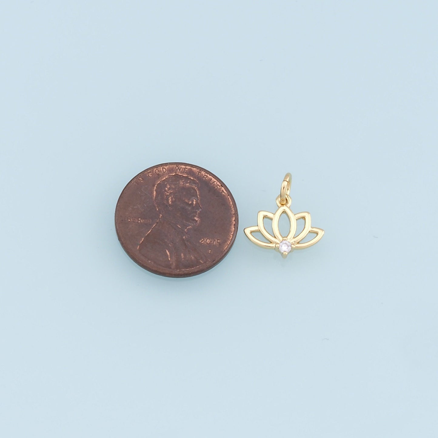 Gold Lotus Charms,18K Gold Filled Lotus Pendant,Crystal Lotus Charm Bracelet Necklace for DIY Jewelry Making Supply