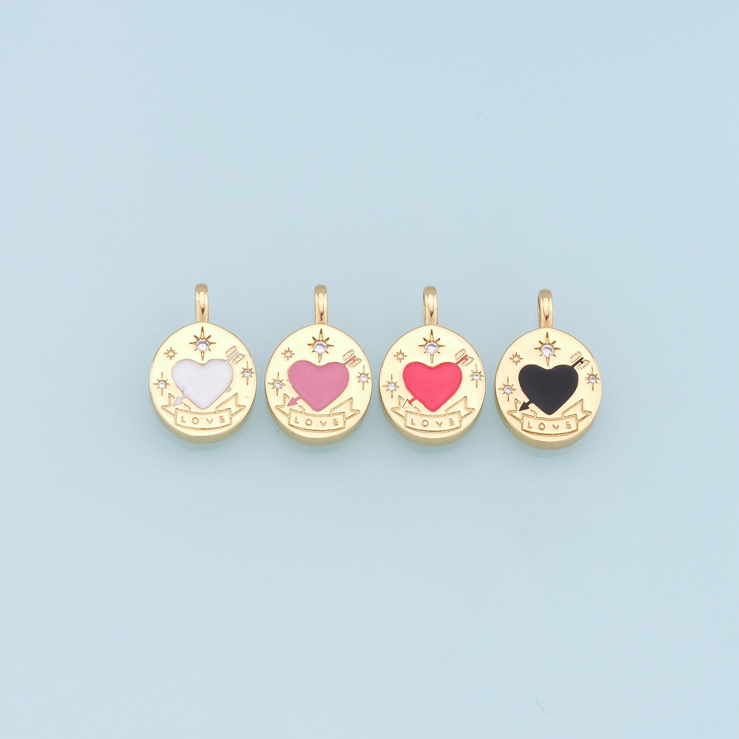 Gold Heart Charms,18K Gold Filled Enamel Heart Pendant,Love Charm Bracelet Necklace for DIY Jewelry Making Supply
