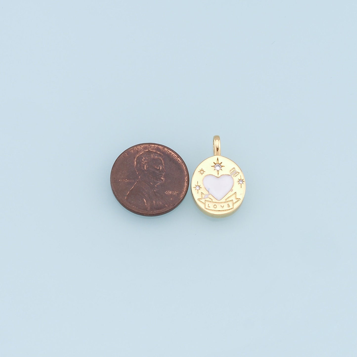 Gold Heart Charms,18K Gold Filled Enamel Heart Pendant,Love Charm Bracelet Necklace for DIY Jewelry Making Supply