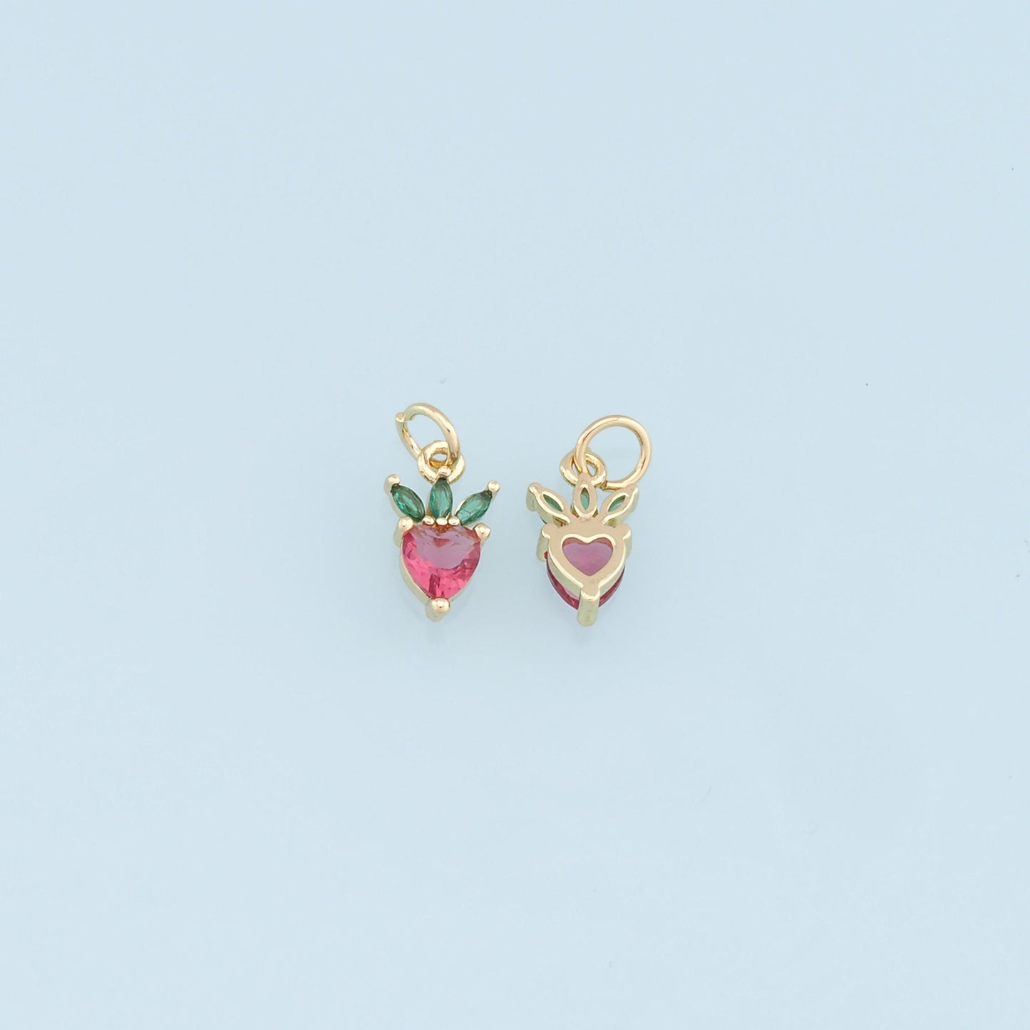 Gold Tiny Radish Charms,18K Gold Filled Crystal Radish Pendant,Fruit Charm Bracelet Necklace for DIY Jewelry Making Supply