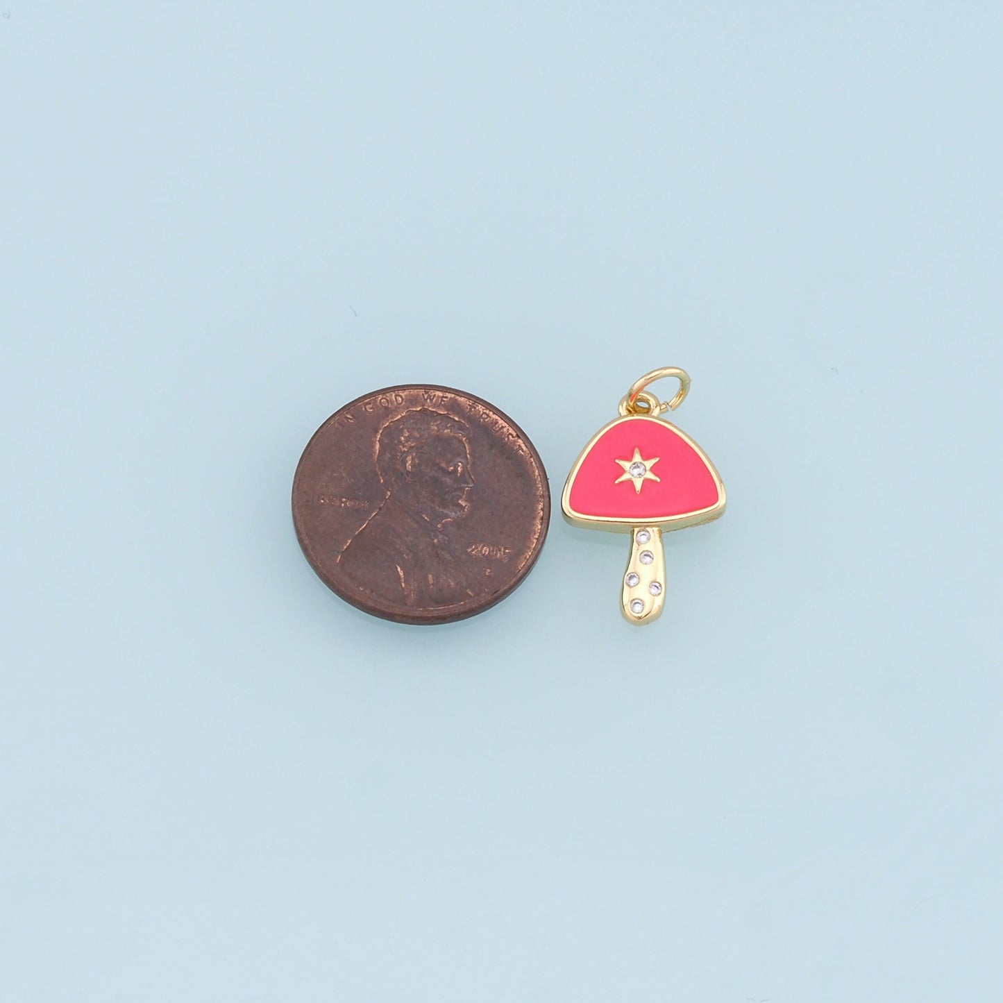 Gold mushroom Star Charms,18K Gold Filled mushroom Pendant,Enamel mushroom Charm Bracelet Necklace for DIY Jewelry Making Supply