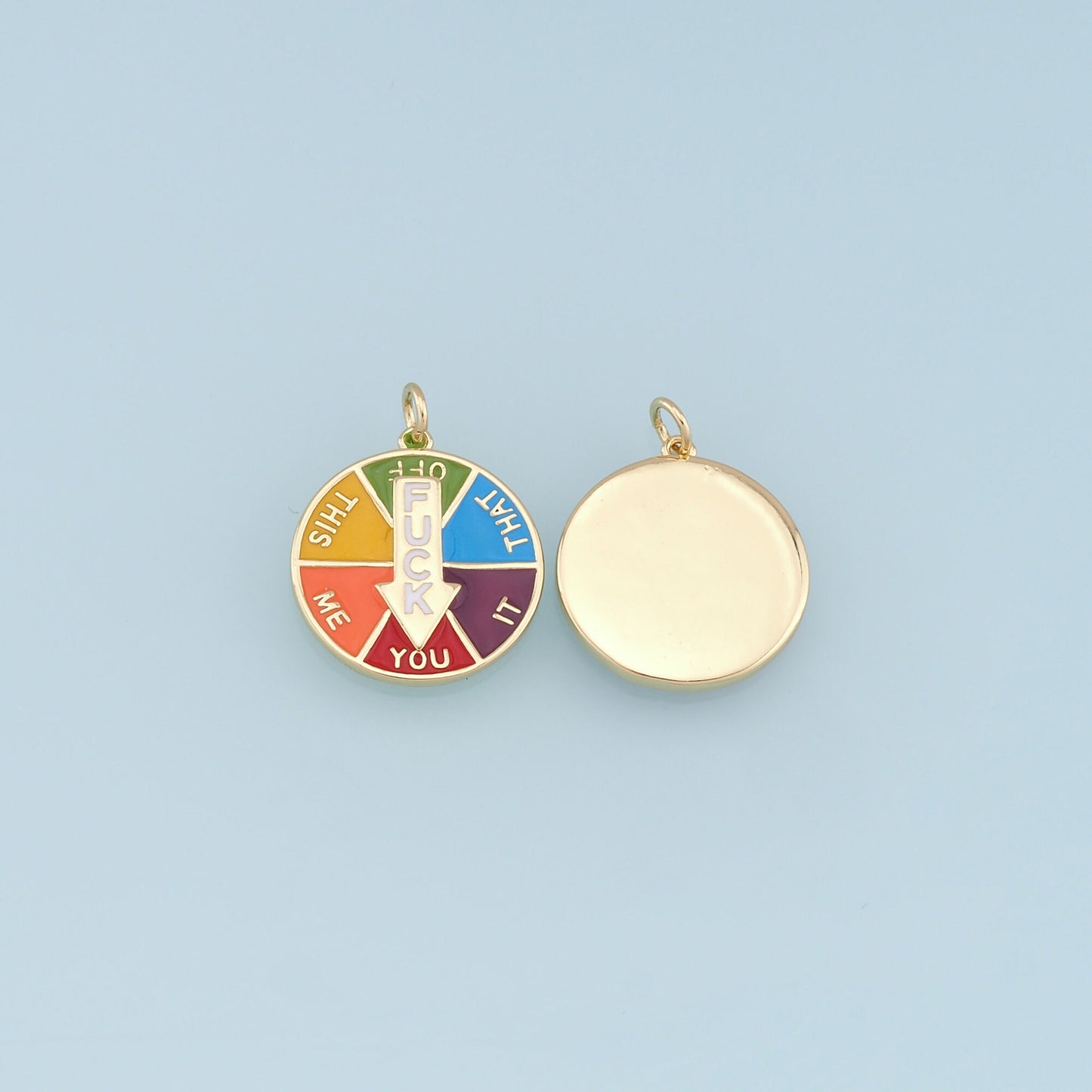 Gold Fuck Charms,18K Gold Filled Mood Pendant,Funny Colorful Enamel Charm Bracelet Necklace for DIY Jewelry Making Supply