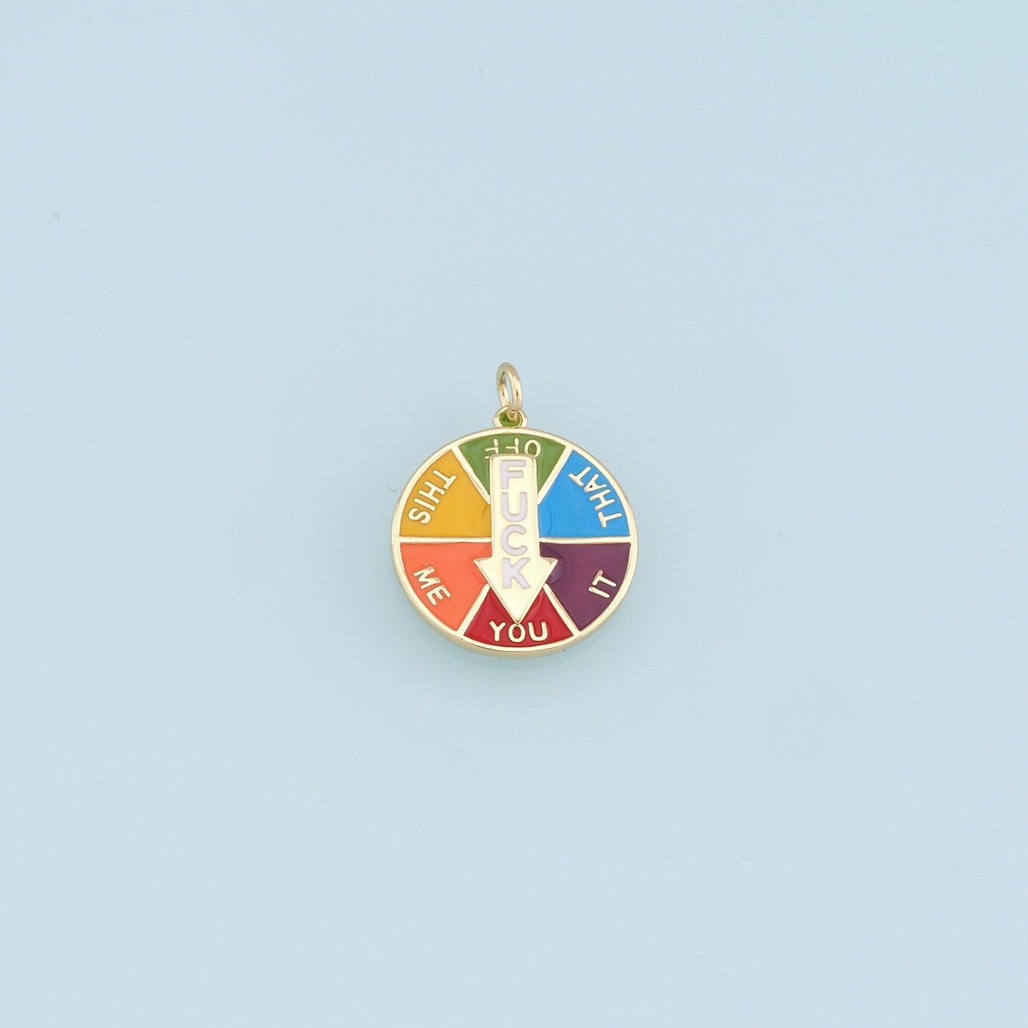 Gold Fuck Charms,18K Gold Filled Mood Pendant,Funny Colorful Enamel Charm Bracelet Necklace for DIY Jewelry Making Supply
