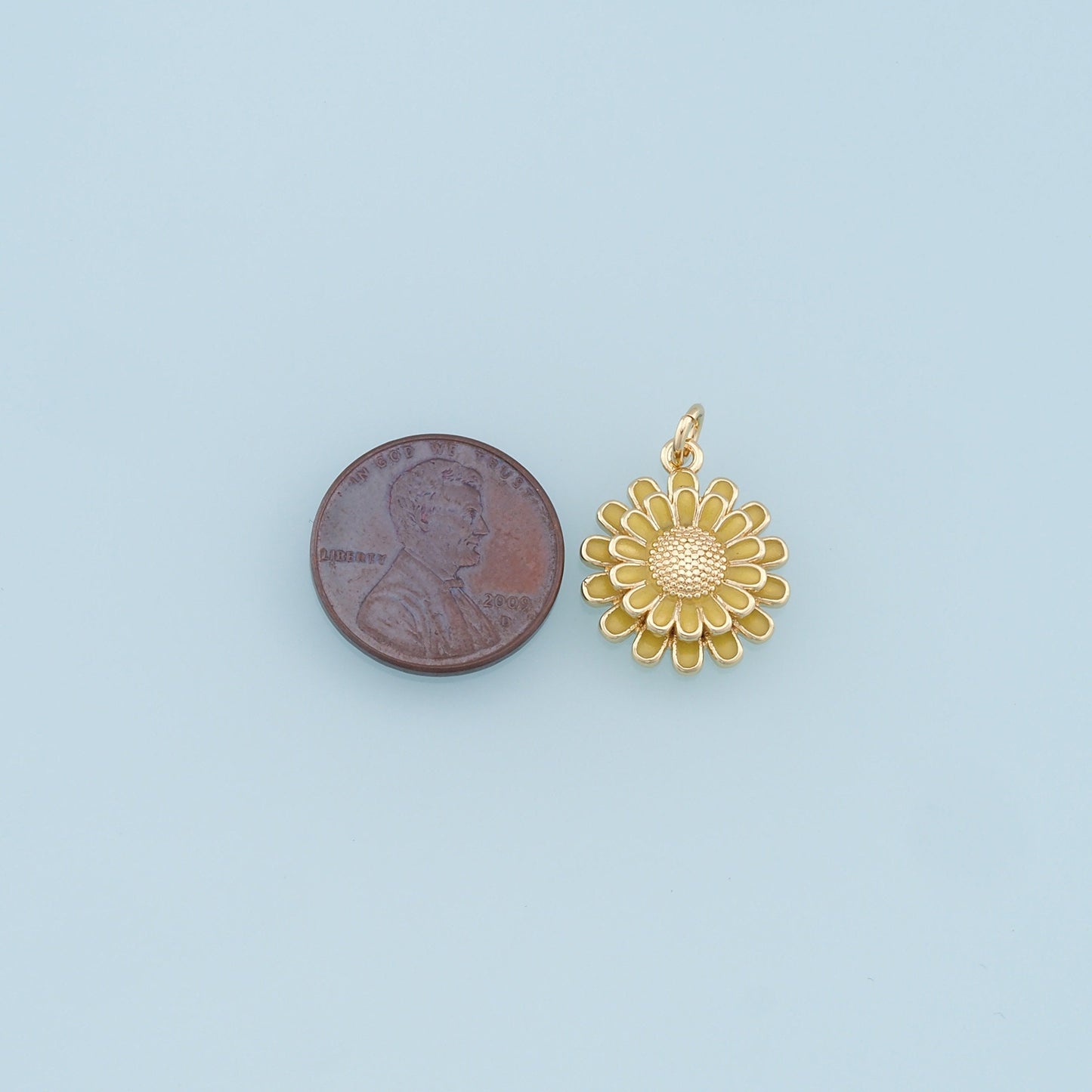 Gold Daisy Charms,18K Gold Filled Enamel Daisy Pendant,Daisy Charm Bracelet Necklace for DIY Jewelry Making Supply