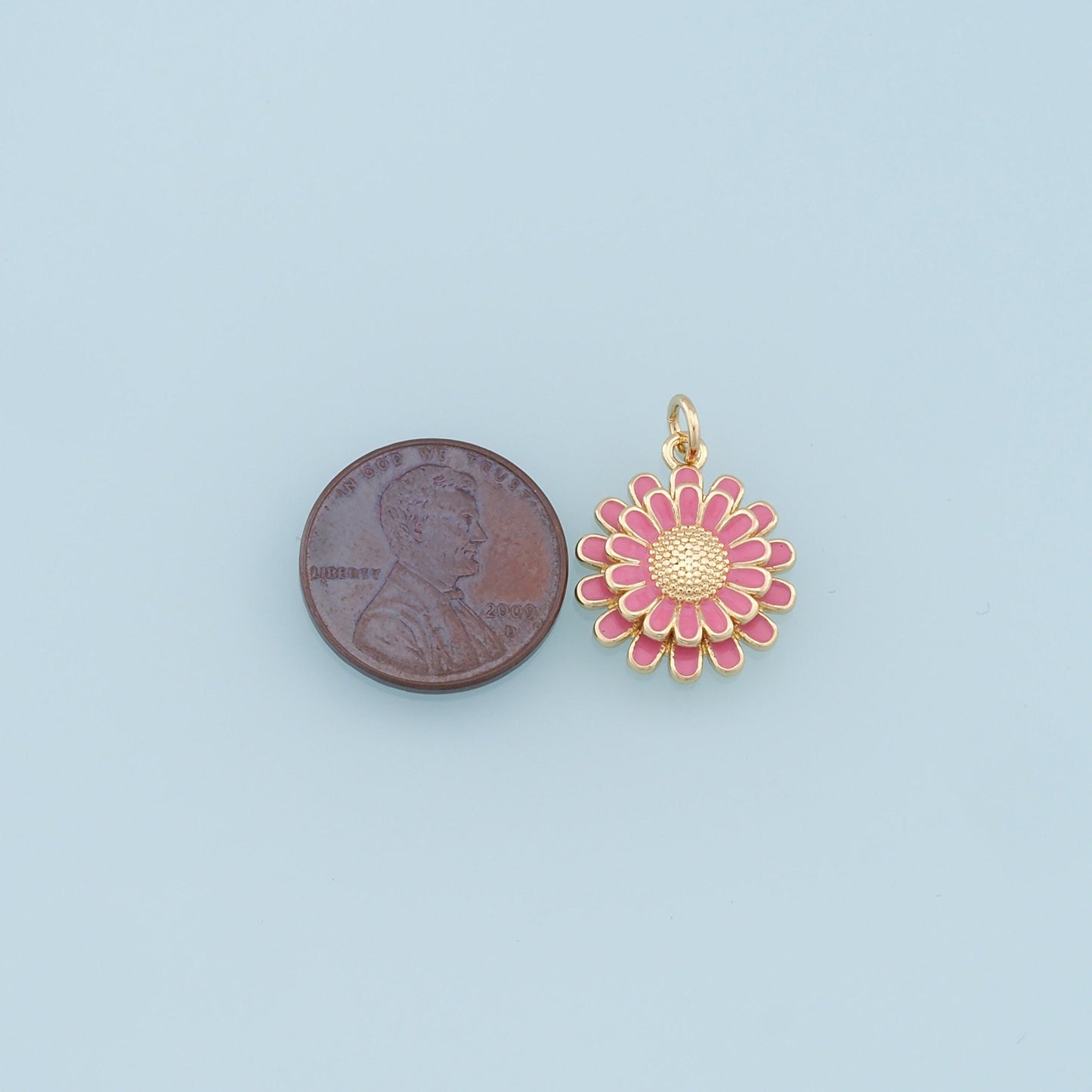 Gold Daisy Charms,18K Gold Filled Enamel Daisy Pendant,Daisy Charm Bracelet Necklace for DIY Jewelry Making Supply