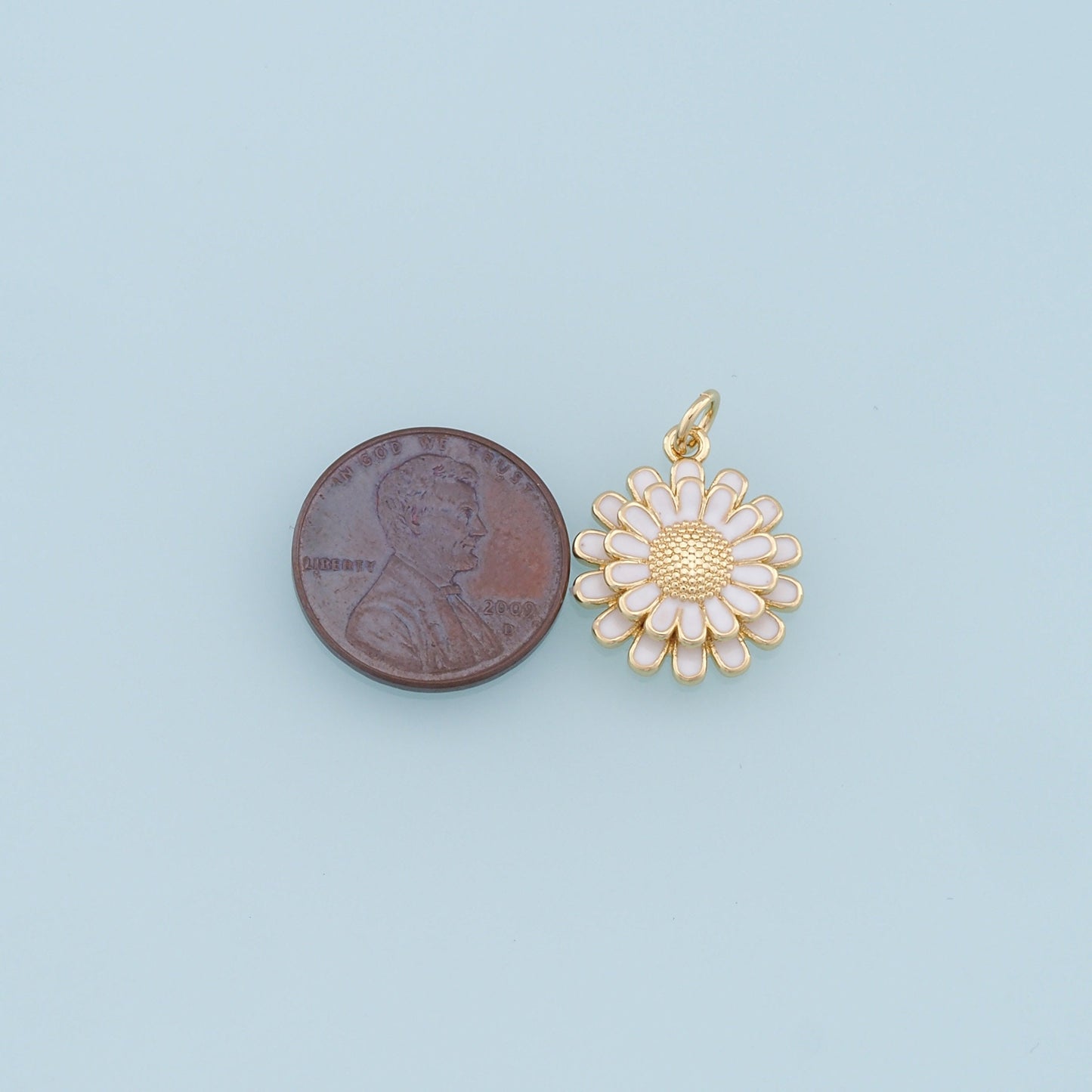 Gold Daisy Charms,18K Gold Filled Enamel Daisy Pendant,Daisy Charm Bracelet Necklace for DIY Jewelry Making Supply