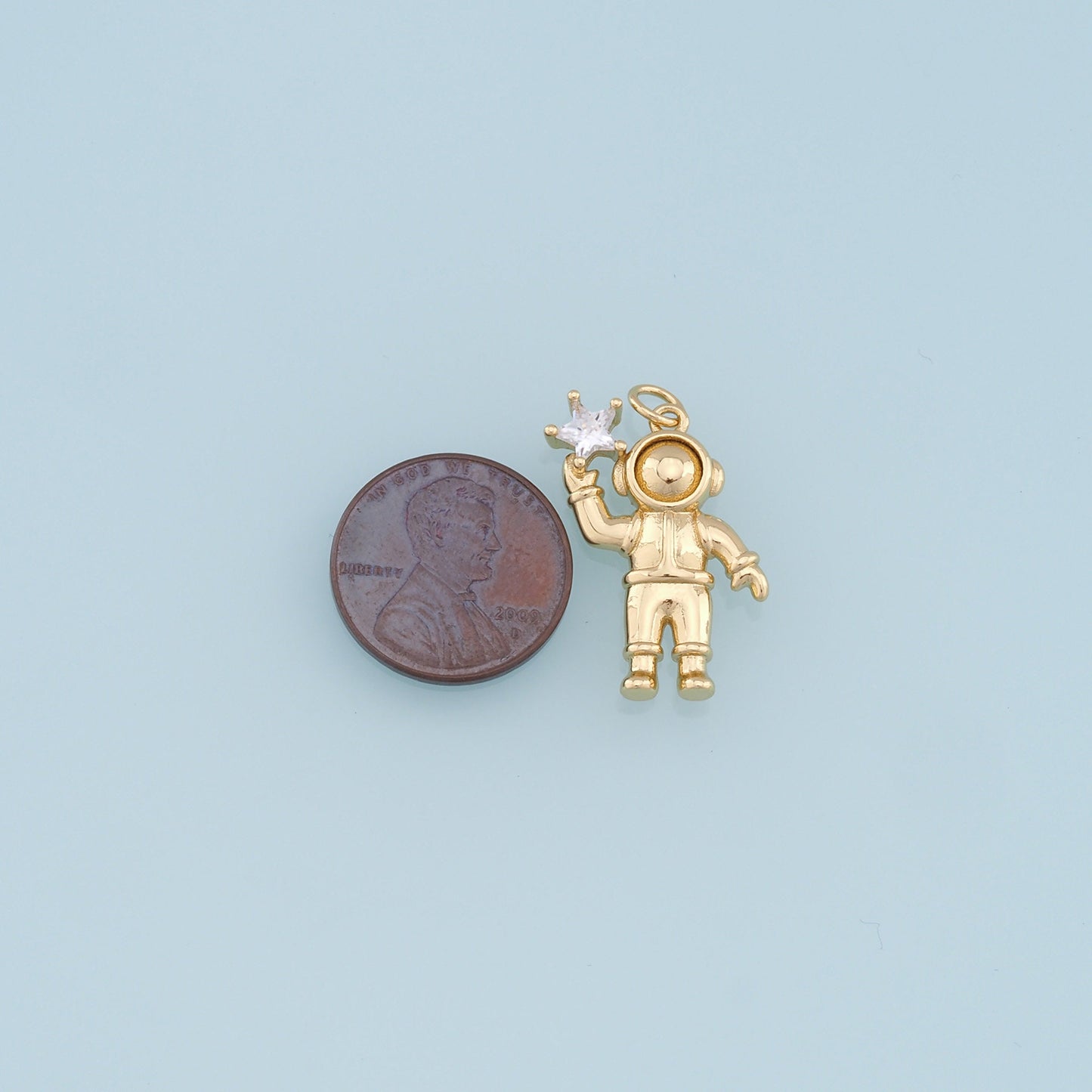 Gold Astronaut Charms,18K Gold Filled Astronaut Pendant,Astronaut Star Charm Bracelet Necklace for DIY Jewelry Making Supply