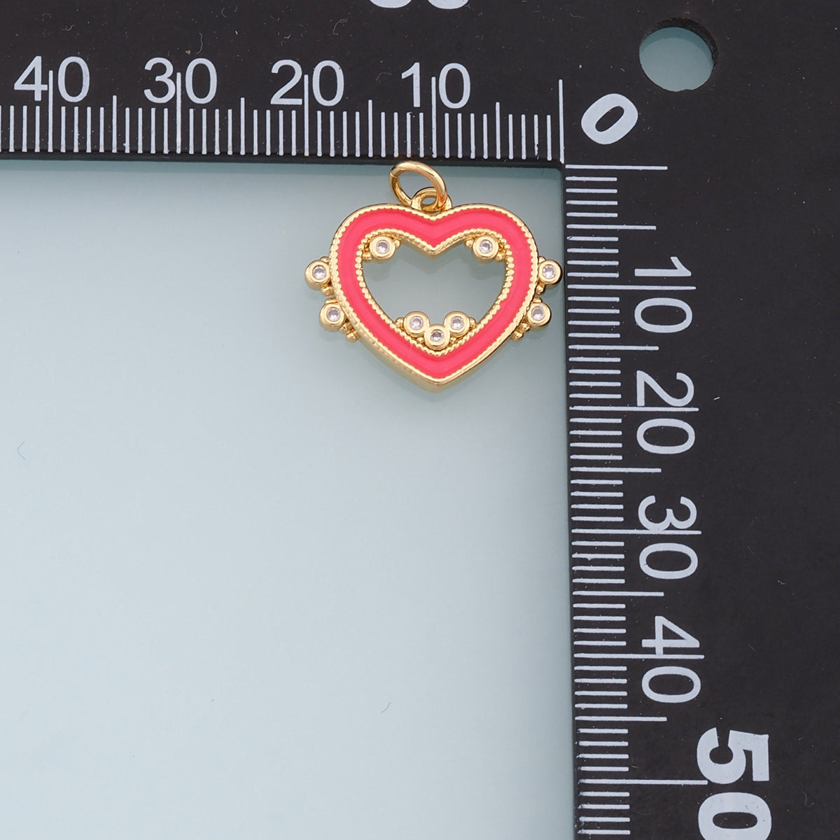 18K Gold Filled Heart Enamel Charm Pendant for Jewelry Making