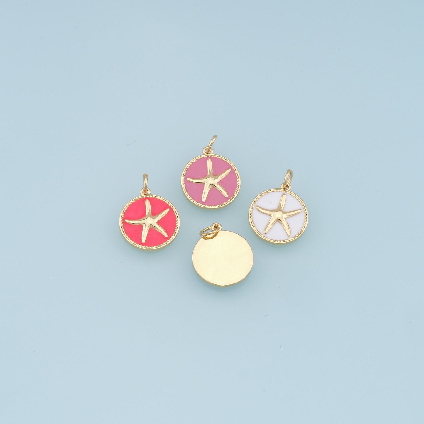 Gold Starfish Charms,18K Gold Filled Enamel Sea star Pendant,Starfish Charm Bracelet Necklace for DIY Jewelry Making Supply