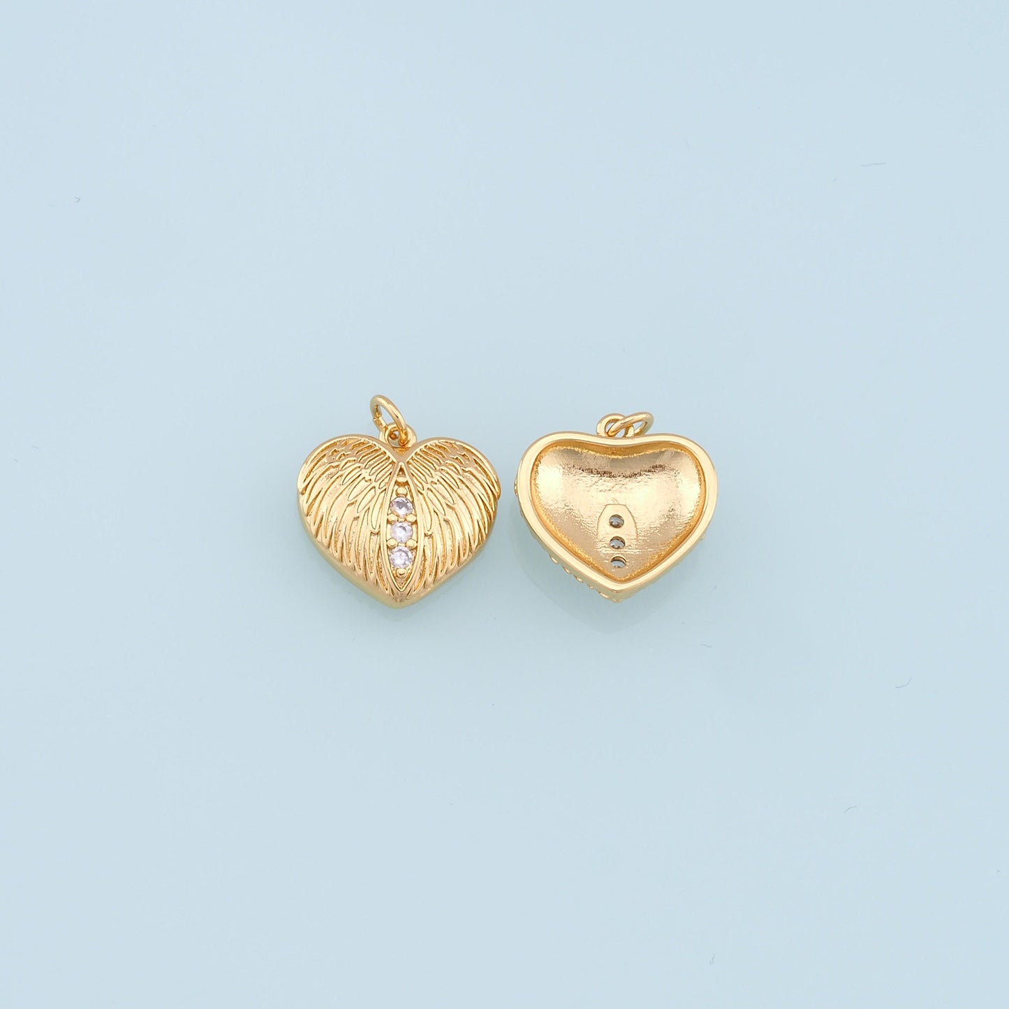 Gold Heart Wings Charms,18K Gold Filled Wings Pendant,Angel Wings Charm Bracelet Necklace for DIY Jewelry Making Supply
