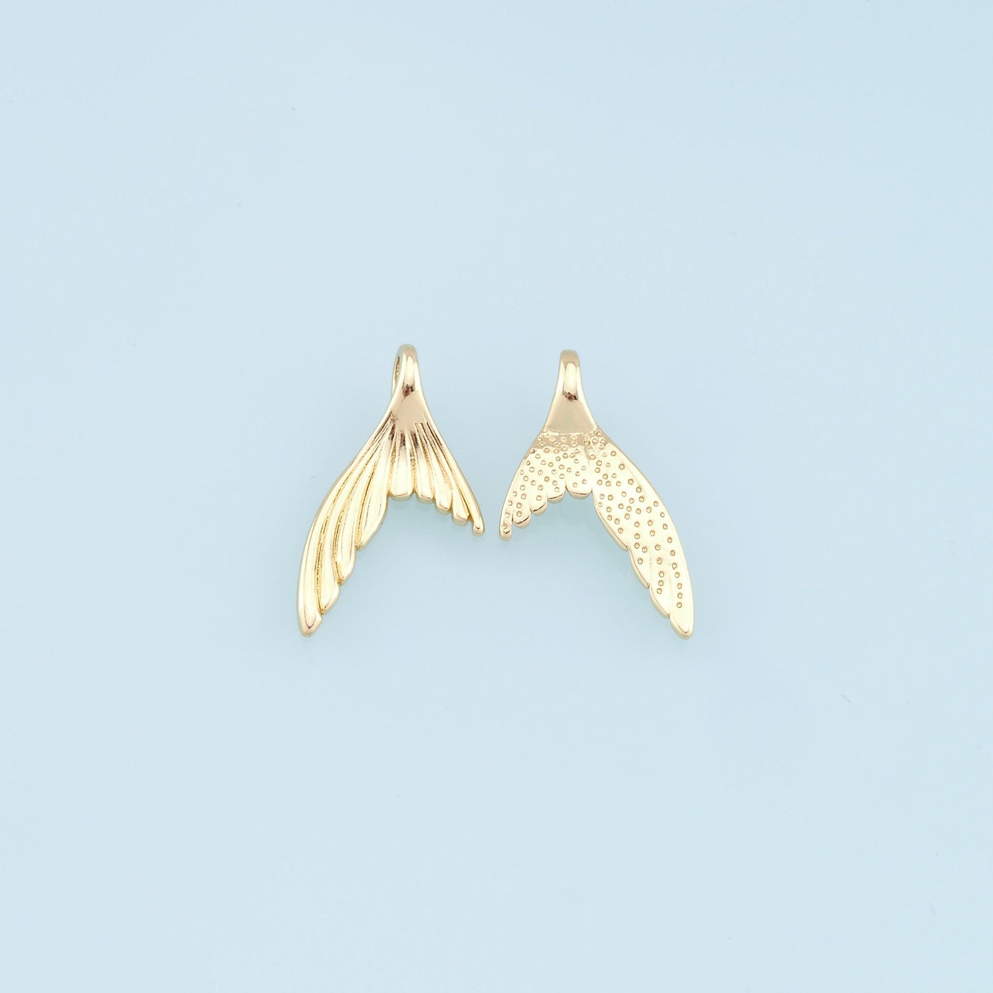 Gold Mermaid Tail Charms,18K Gold Mermaid Pendant,Fish Tail Charm Bracelet Necklace for DIY Jewelry Making Supply