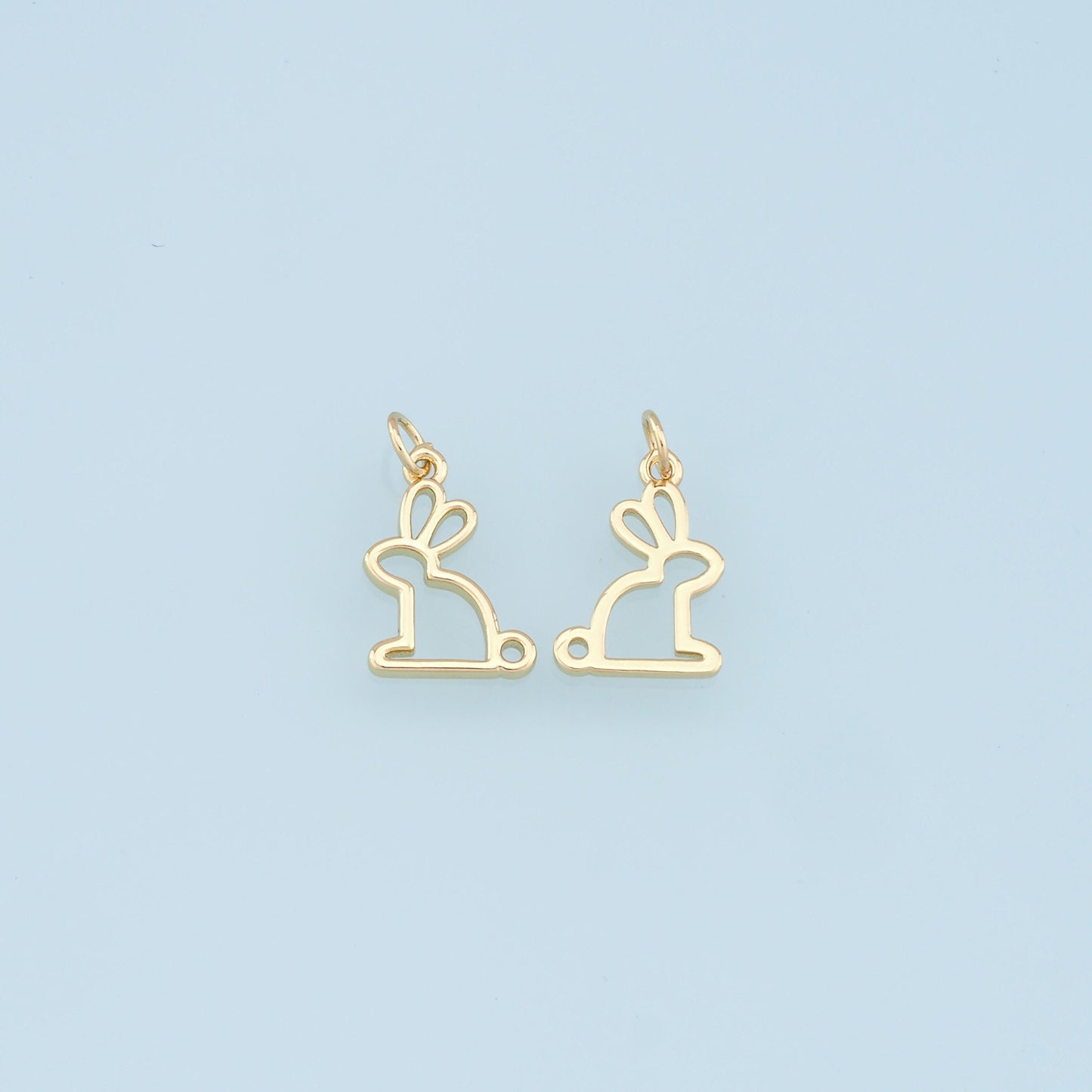 Gold Rabbit Charms,18K Gold Filled Rabbit Pendant,Animal Charm Bracelet Necklace for DIY Jewelry Making Supply