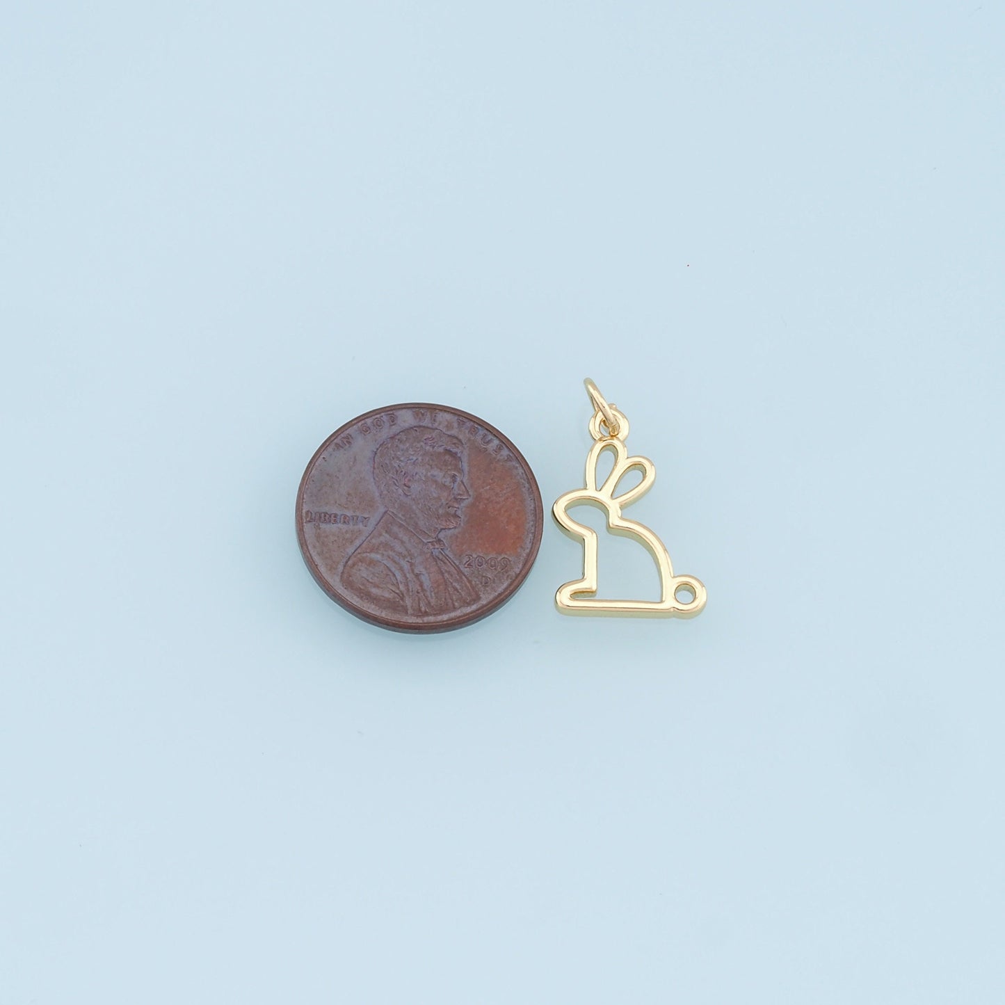 Gold Rabbit Charms,18K Gold Filled Rabbit Pendant,Animal Charm Bracelet Necklace for DIY Jewelry Making Supply