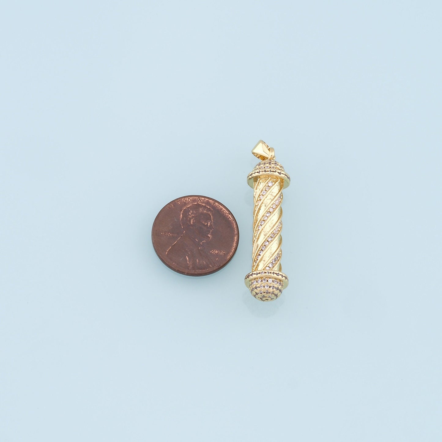 Gold Barber Charms,18K Gold Filled Barber Pendant,CZ Micro Pave Barber Charm Bracelet Necklace for DIY Jewelry Making Supply