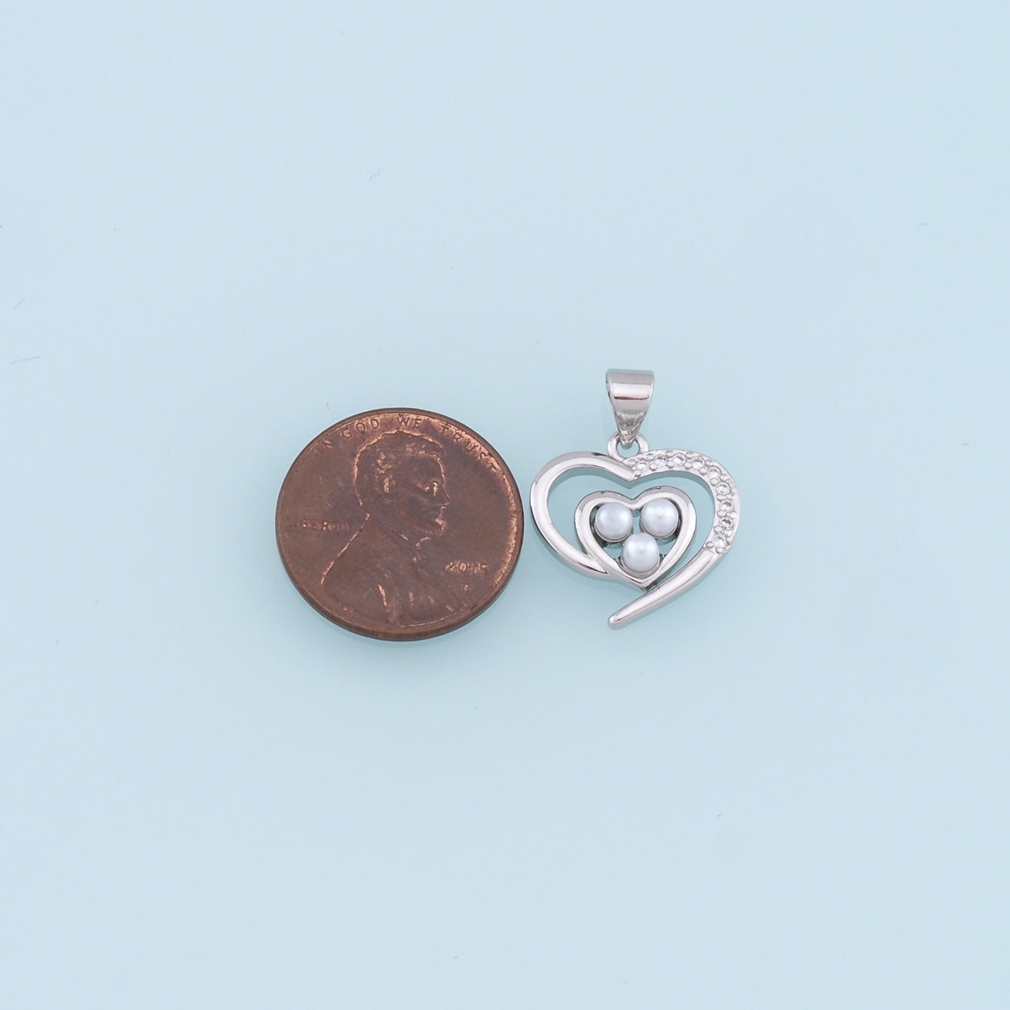Gold Heart Pearl Charms,18K Gold Filled Heart Pendant,CZ Micro Pave Heart Charm Bracelet Necklace for DIY Jewelry Making Supply