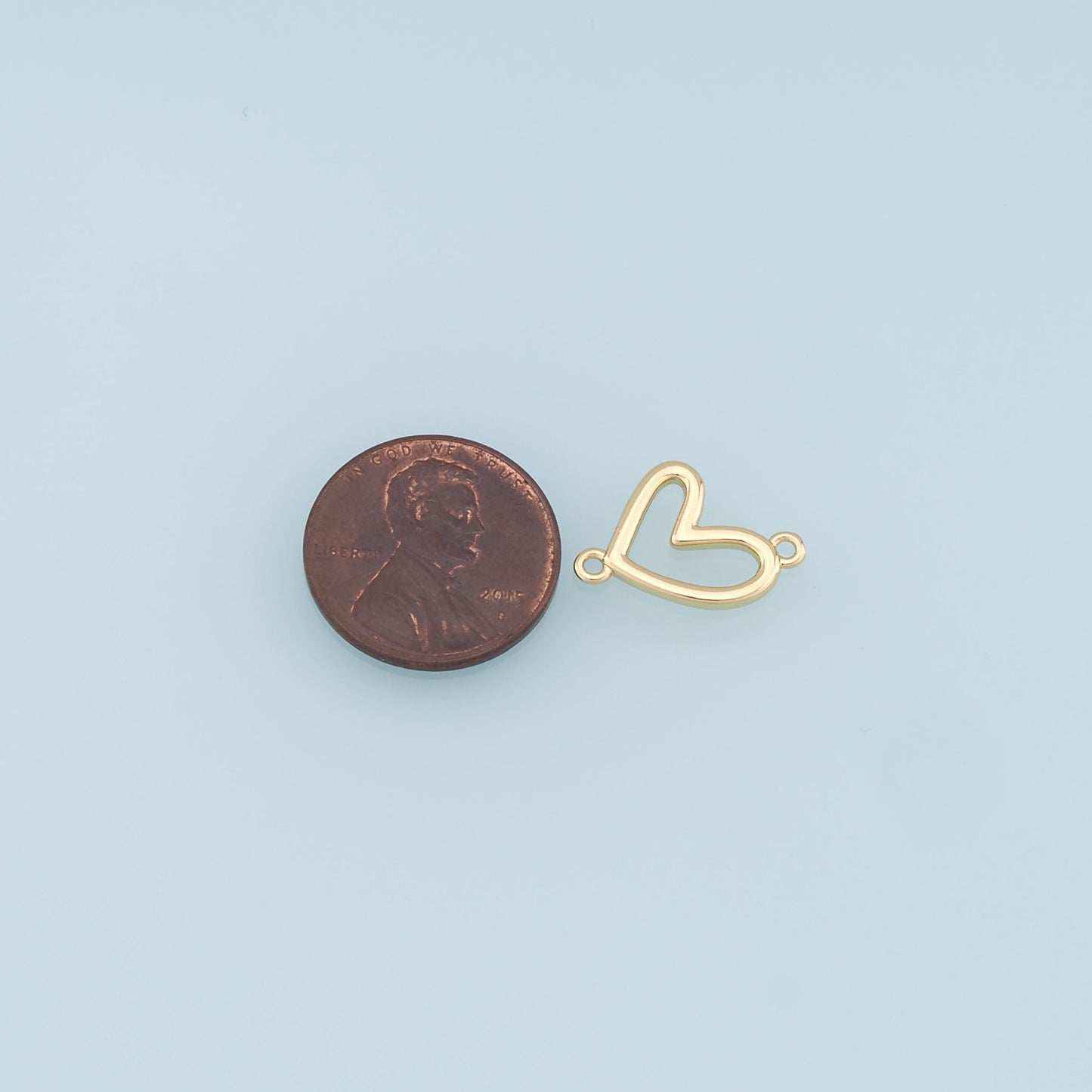 Gold Heart Connector Charms,18K Gold Filled Heart Pendant,Heart Charm Bracelet Necklace for DIY Jewelry Making Supply
