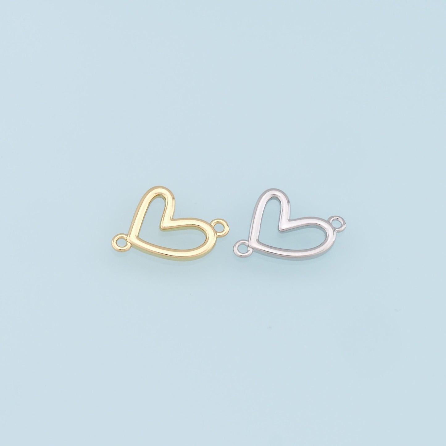 Gold Heart Connector Charms,18K Gold Filled Heart Pendant,Heart Charm Bracelet Necklace for DIY Jewelry Making Supply