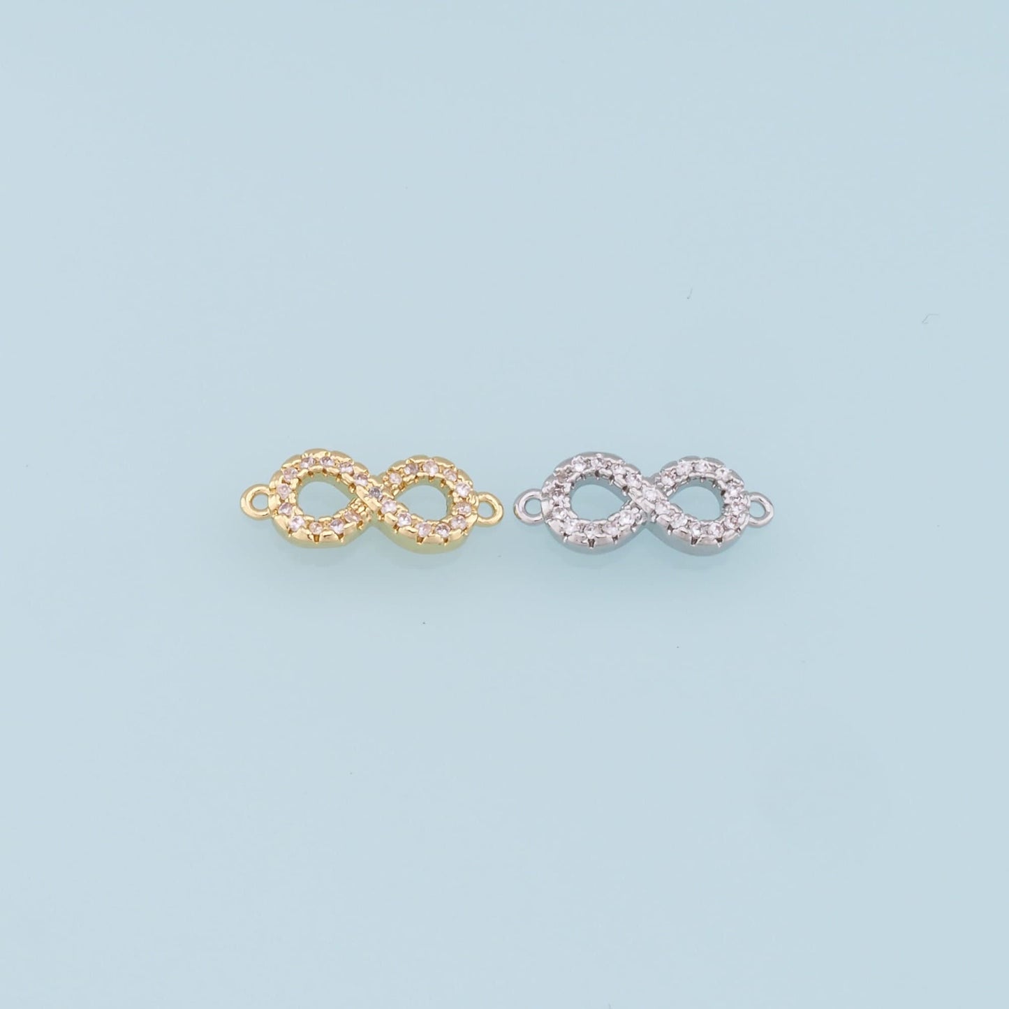 Gold Infinity Connector Charms,18K Gold Filled Infinity Pendant,CZ Micro Pave Infinity Charm Bracelet Necklace for DIY Jewelry Making Supply
