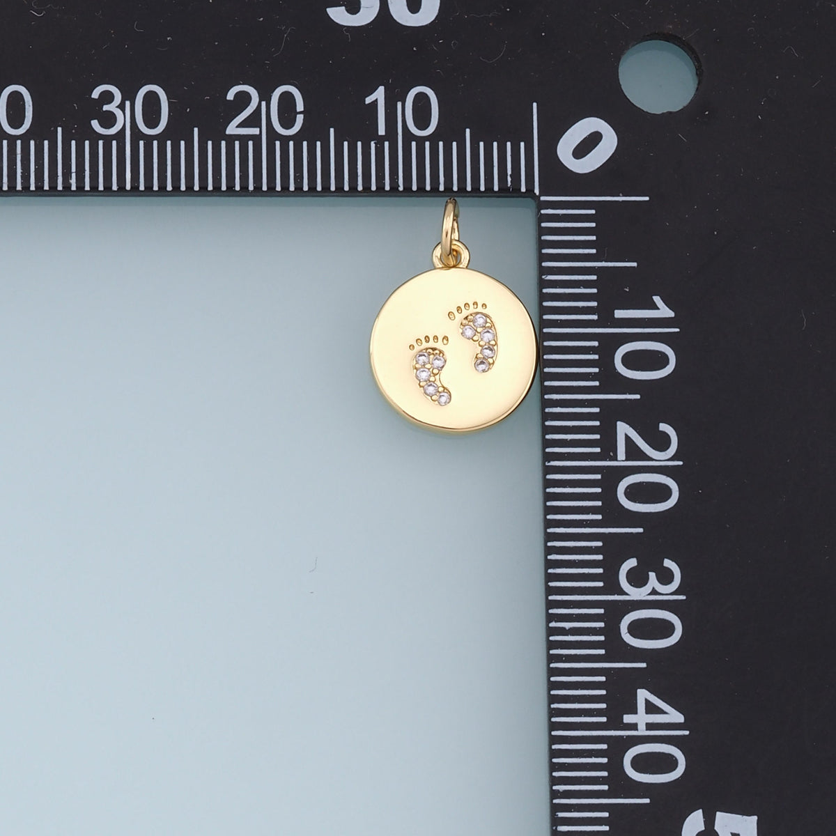 Gold Footprint Charms,18K Gold Filled Footprint Pendant,CZ Micro Pave Footprint Charm Bracelet Necklace for DIY Jewelry Makin