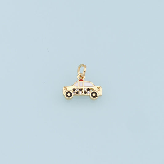 Gold Car Charms,18K Gold Filled Car Pendant,CZ Micro Pave Car Charm Bracelet Necklace for DIY Jewelry Making Supply