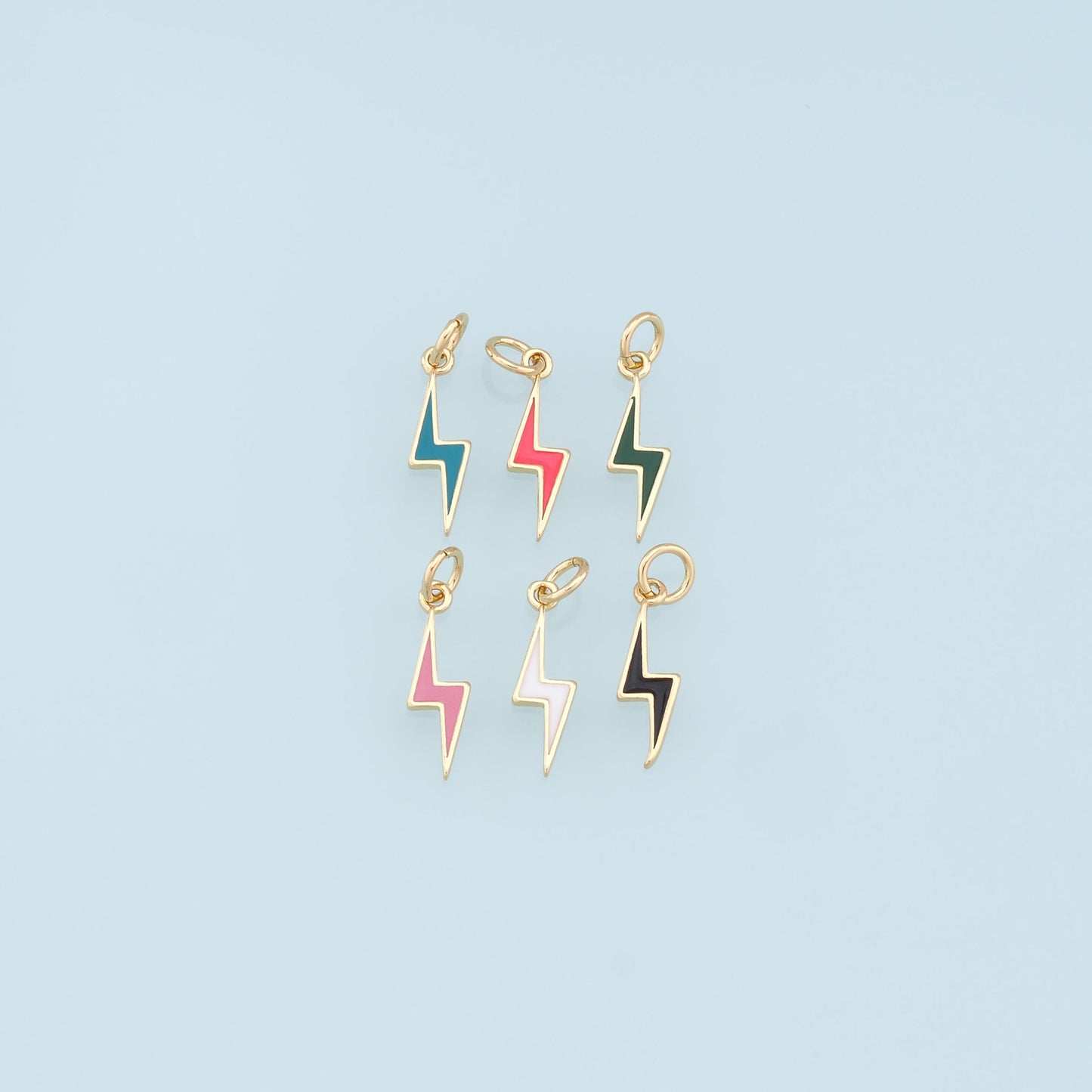 Gold Enamel Lightning Charms,18K Gold Filled tiny Lightning Pendant,Lightning Charms Bracelet Necklace for DIY Jewelry Making Supply