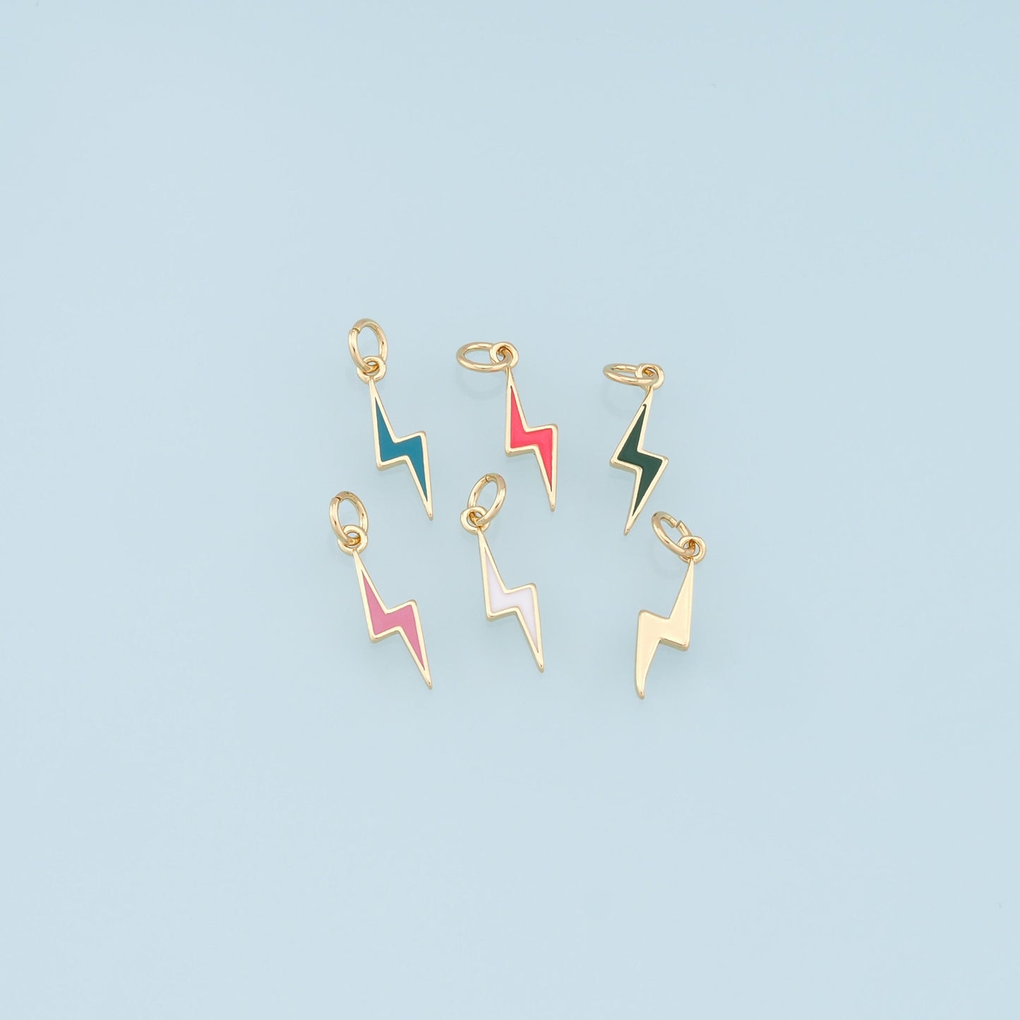 Gold Enamel Lightning Charms,18K Gold Filled tiny Lightning Pendant,Lightning Charms Bracelet Necklace for DIY Jewelry Making Supply