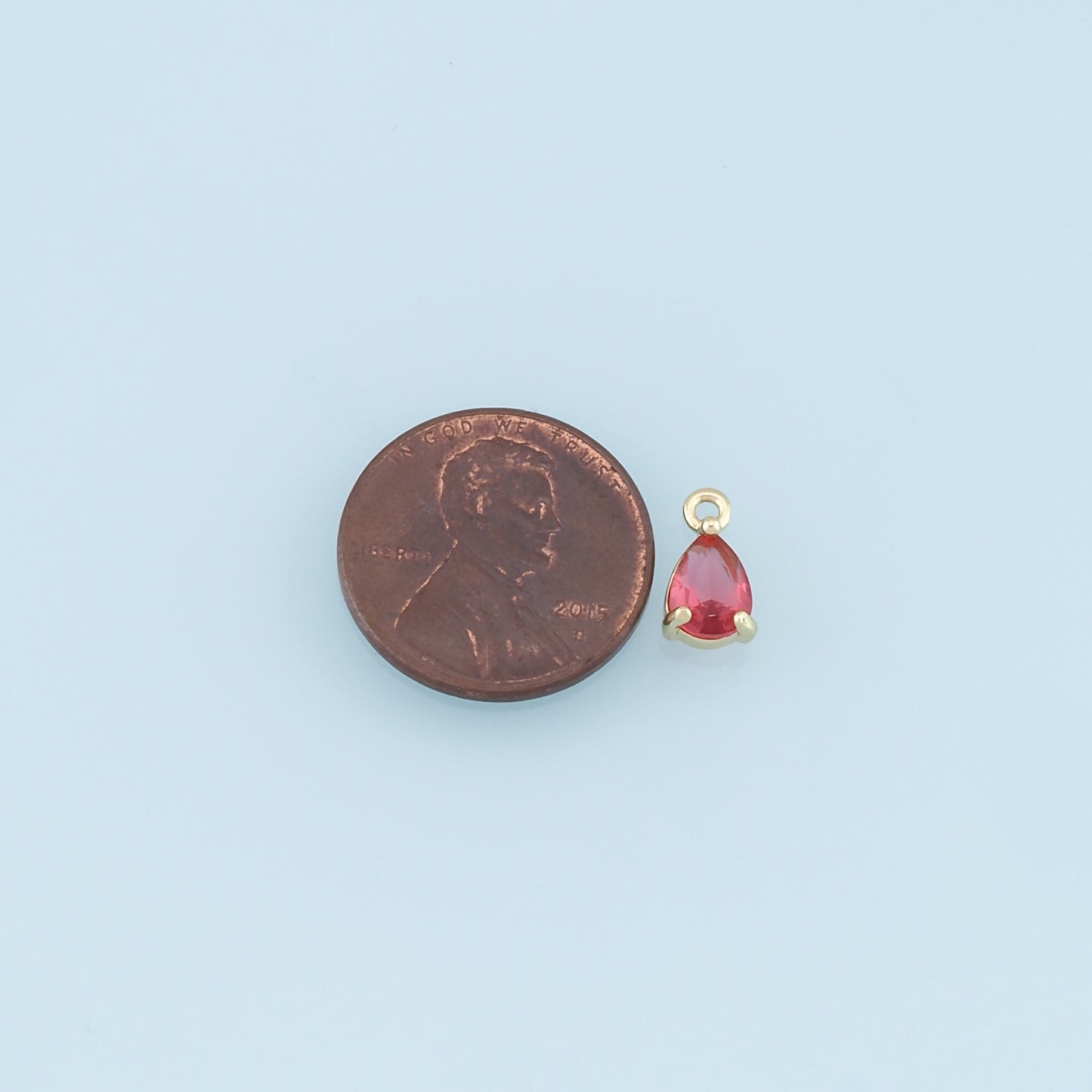 Gold Teardrop Crystal Charm,18K Gold Filled Crystal Pendant Bracelet Necklace for DIY Jewelry Making Supply 6mm