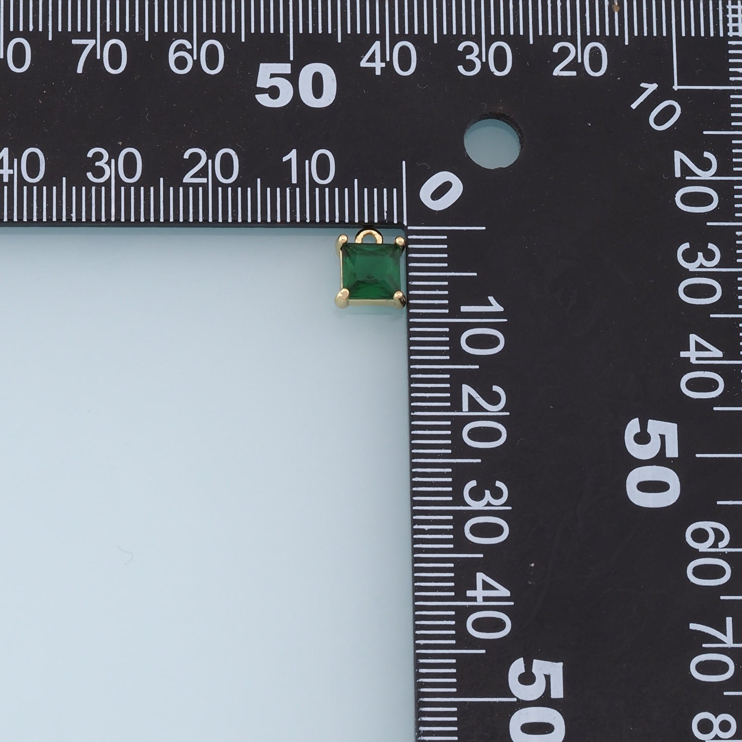 Gold Square Crystal Charm,18K Gold Filled Crystal Pendant Bracelet Necklace for DIY Jewelry Making Supply 6mm