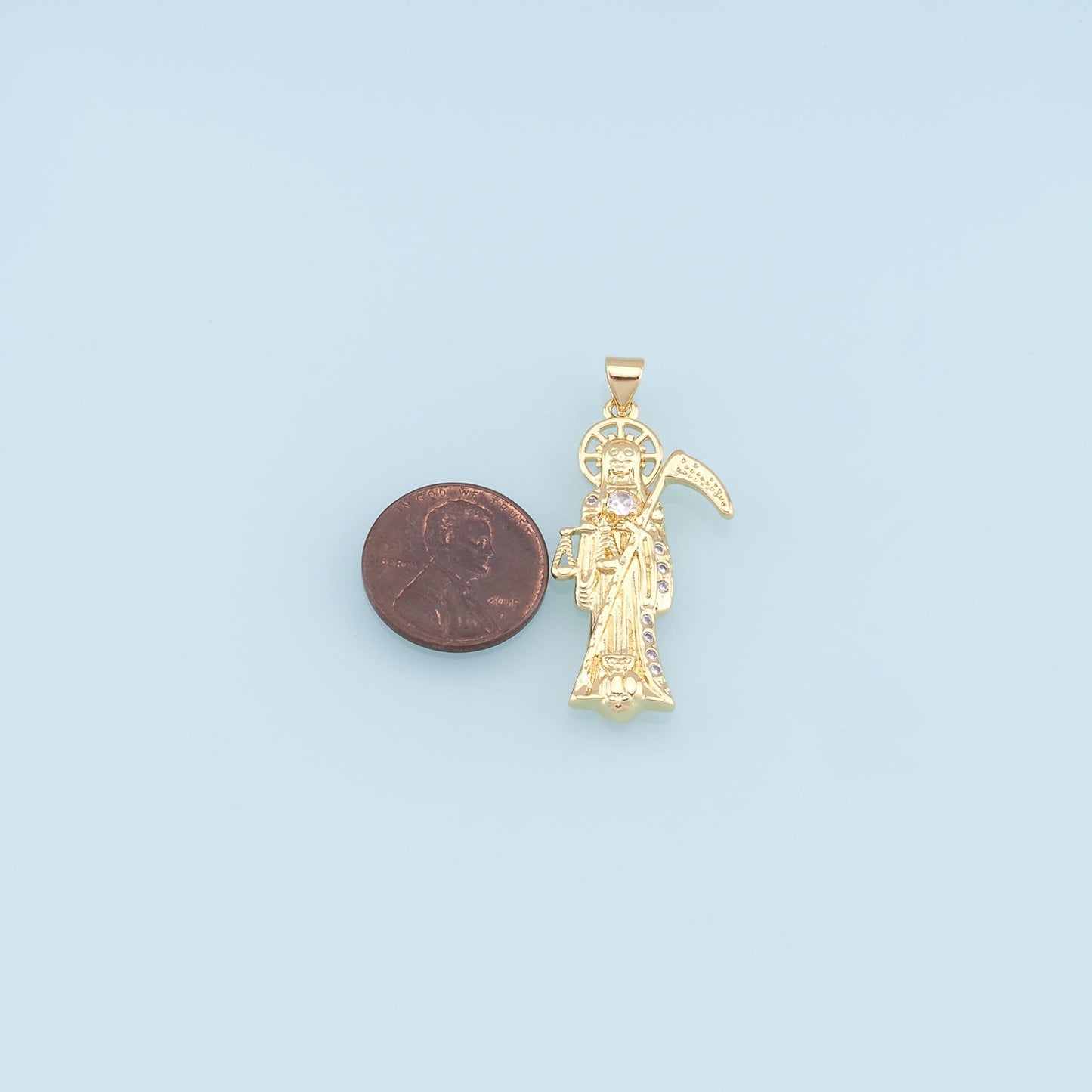 Gold Grim Reaper Charms,18K Gold Filled Grim Reaper Pendant,Religion Charm Bracelet Necklace for DIY Jewelry Making Supply