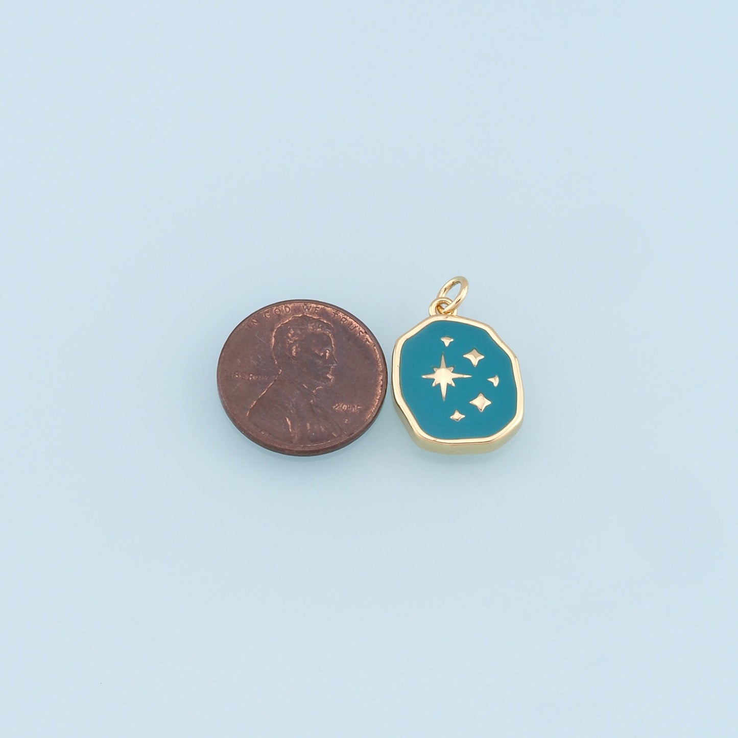 Gold Star Charms,18K Gold Filled Starburst Pendant,Enamel North Star Charm Bracelet Necklace for DIY Jewelry Making Supply