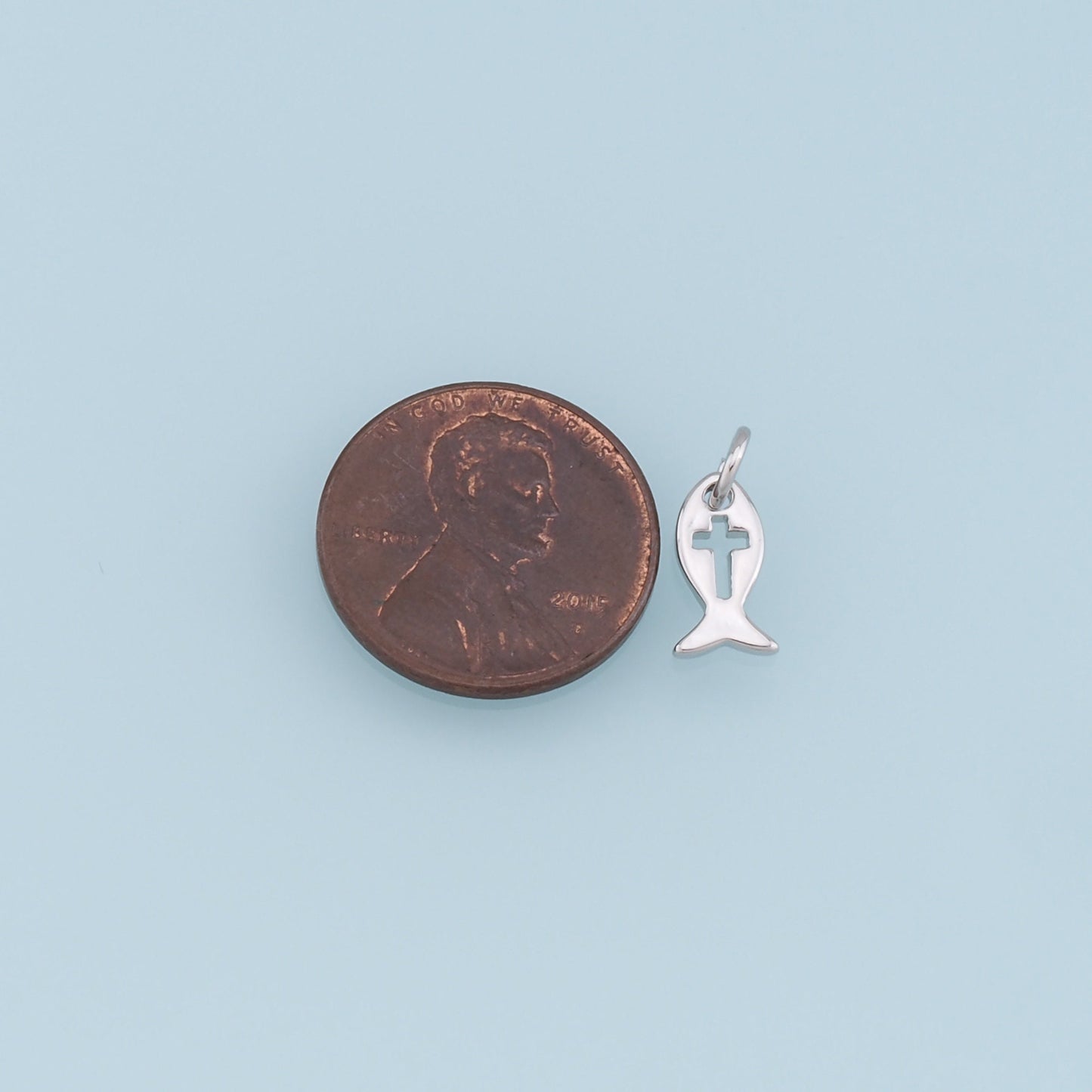 Gold Fish Cross Charms,18K Gold Filled CZ Fish Pendant,Fish Charm Bracelet Necklace for DIY Jewelry Making Supply