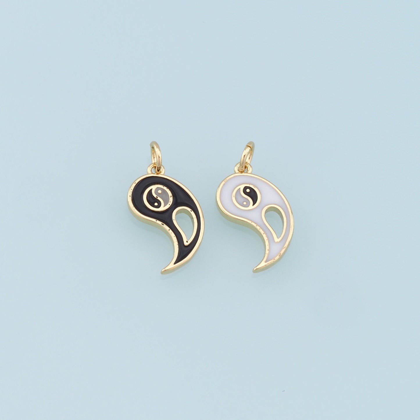Gold Yin Yang Charms,18K Gold Filled Yin Yang Pendant,Enamel Yin Yang Charm Bracelet Necklace for DIY Jewelry Making Supply