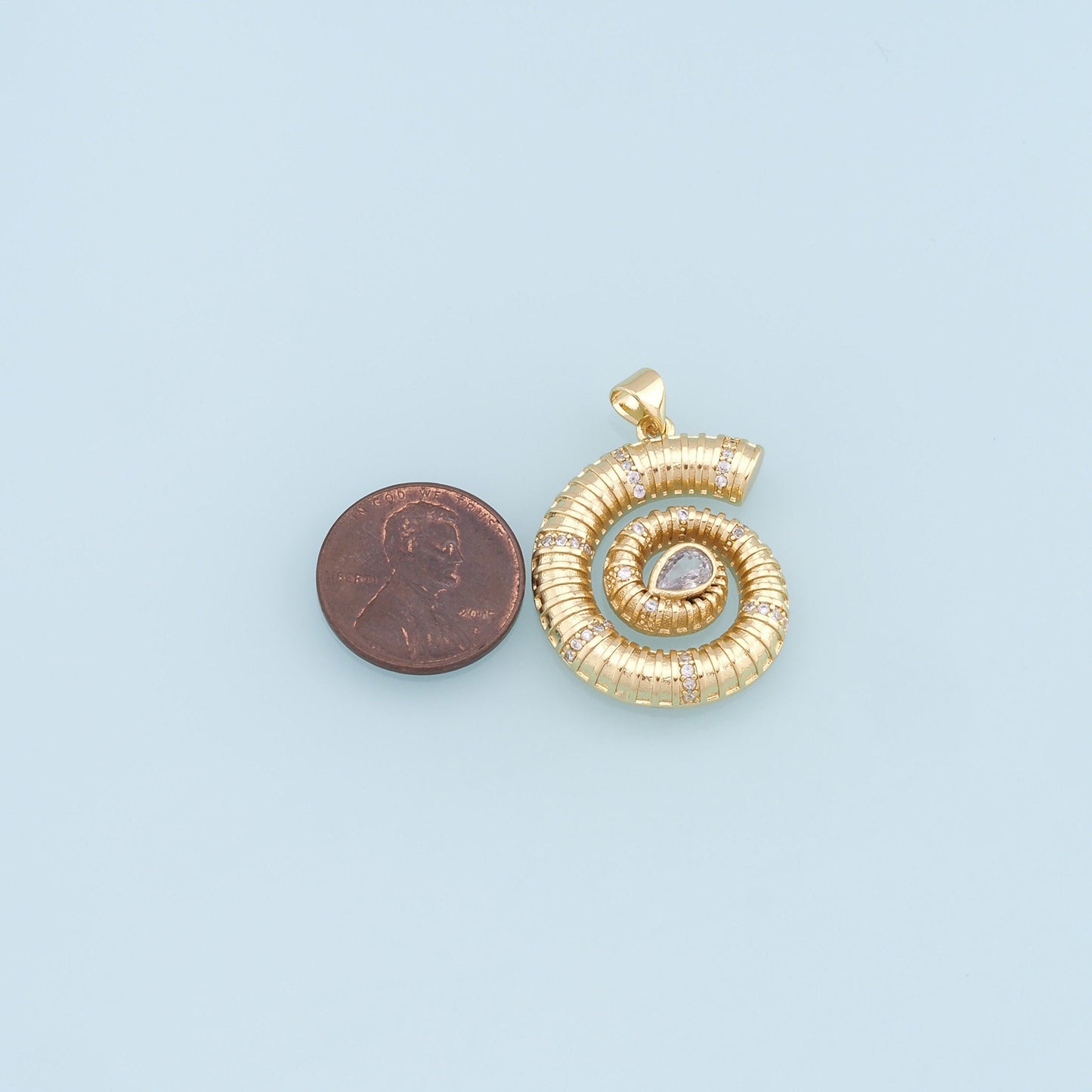 Gold Shell Charms,18K Gold Filled Conch Shell Pendant,CZ Micro Pave Conch Shell Charm Bracelet Necklace for DIY Jewelry Making Supply