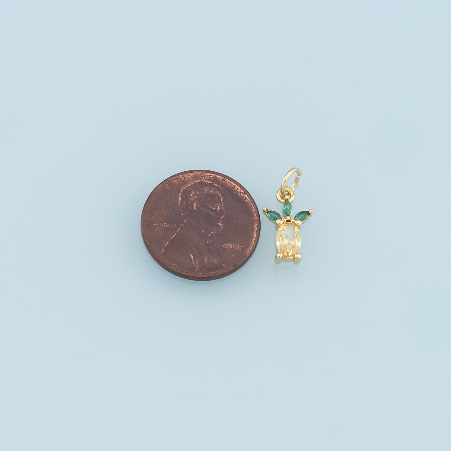 Gold Tiny Pineapple Crystal Charms,18K Gold Filled Pineapple Pendant,Fruit Charm Bracelet Necklace for DIY Jewelry Making Supply