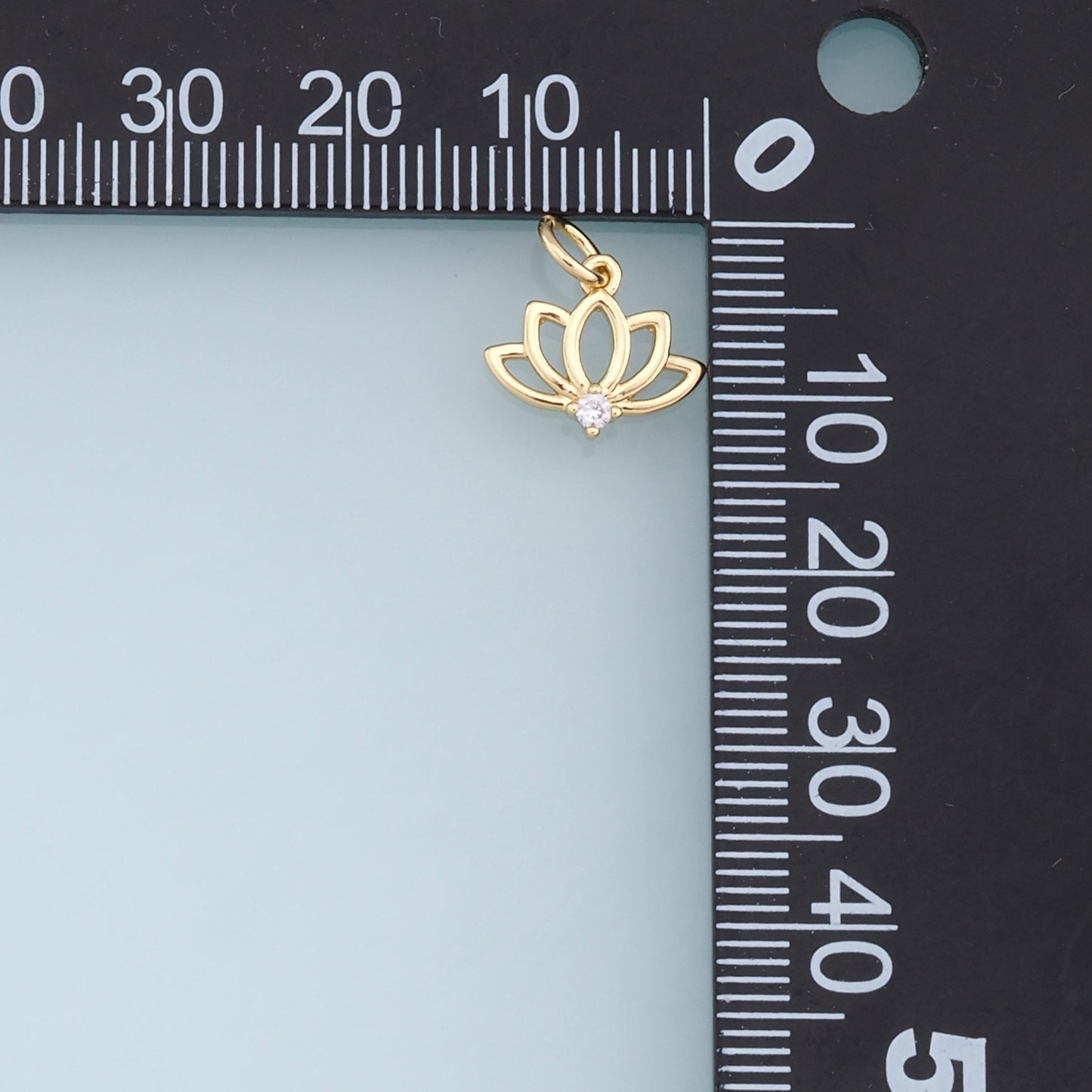 Gold Lotus Charms,18K Gold Filled Lotus Pendant,Crystal Lotus Charm Bracelet Necklace for DIY Jewelry Making Supply
