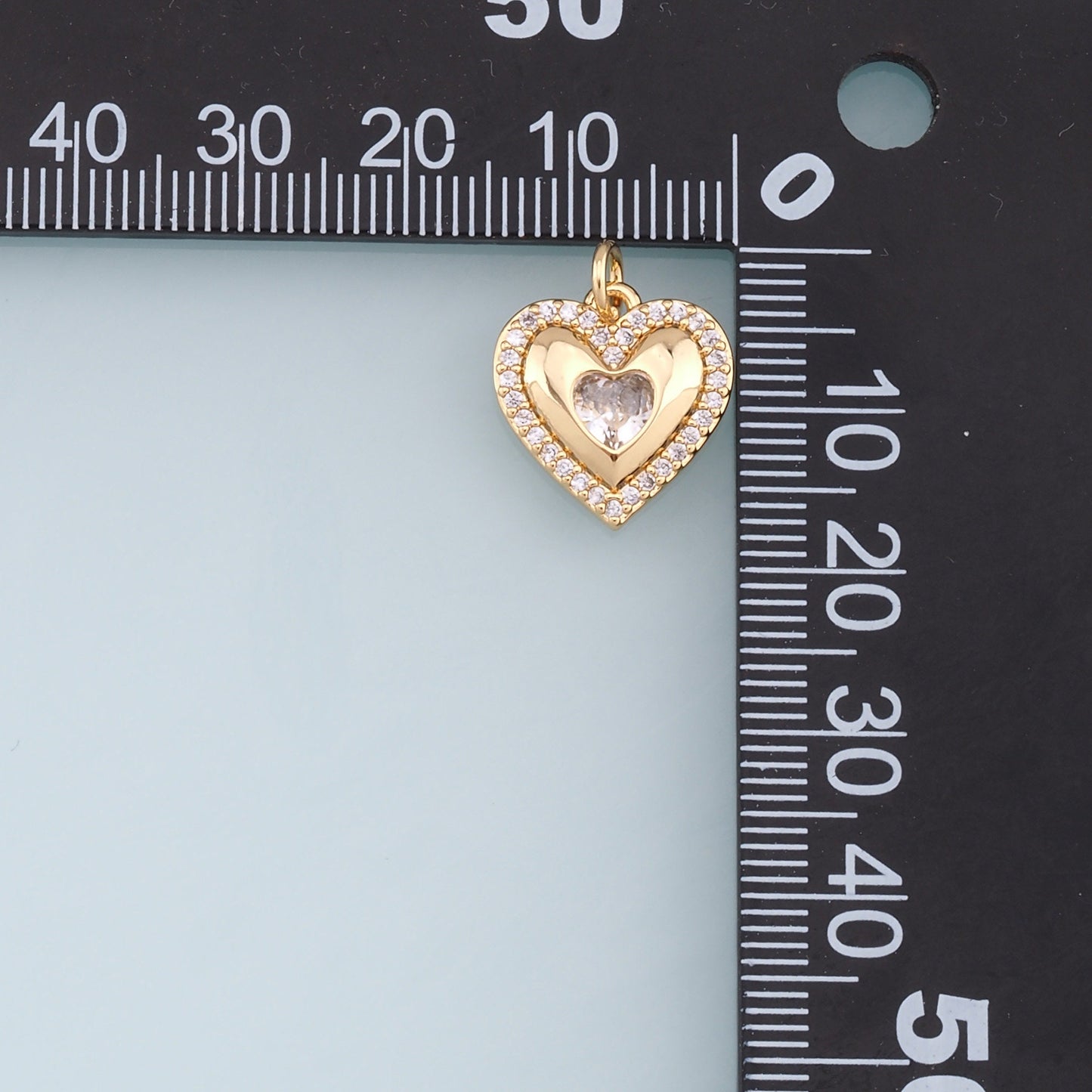 Gold Heart Charms,18K Gold Filled CZ Heart Pendant,Heart Charm Bracelet Necklace for DIY Jewelry Making Supply