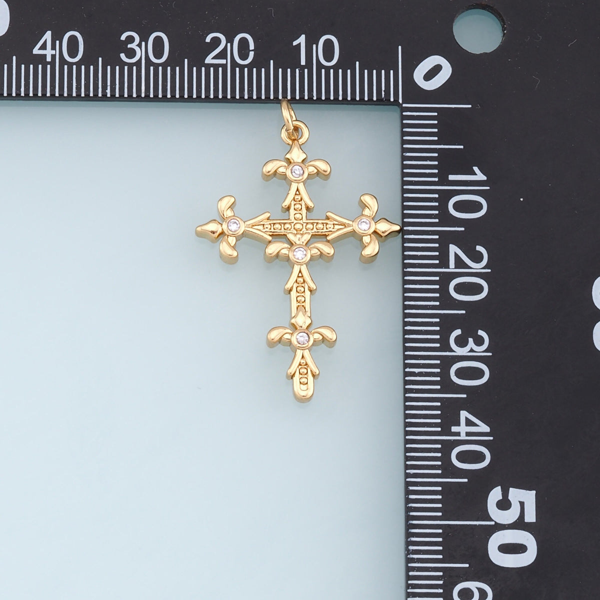 Gold Cross Charms,18K Gold Filled Cross Pendant,CZ Micro Pave Cross Charm Bracelet Necklace for DIY Jewelry Making Supply