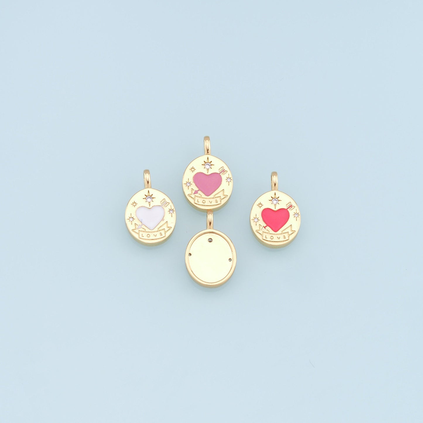 Gold Heart Charms,18K Gold Filled Enamel Heart Pendant,Love Charm Bracelet Necklace for DIY Jewelry Making Supply