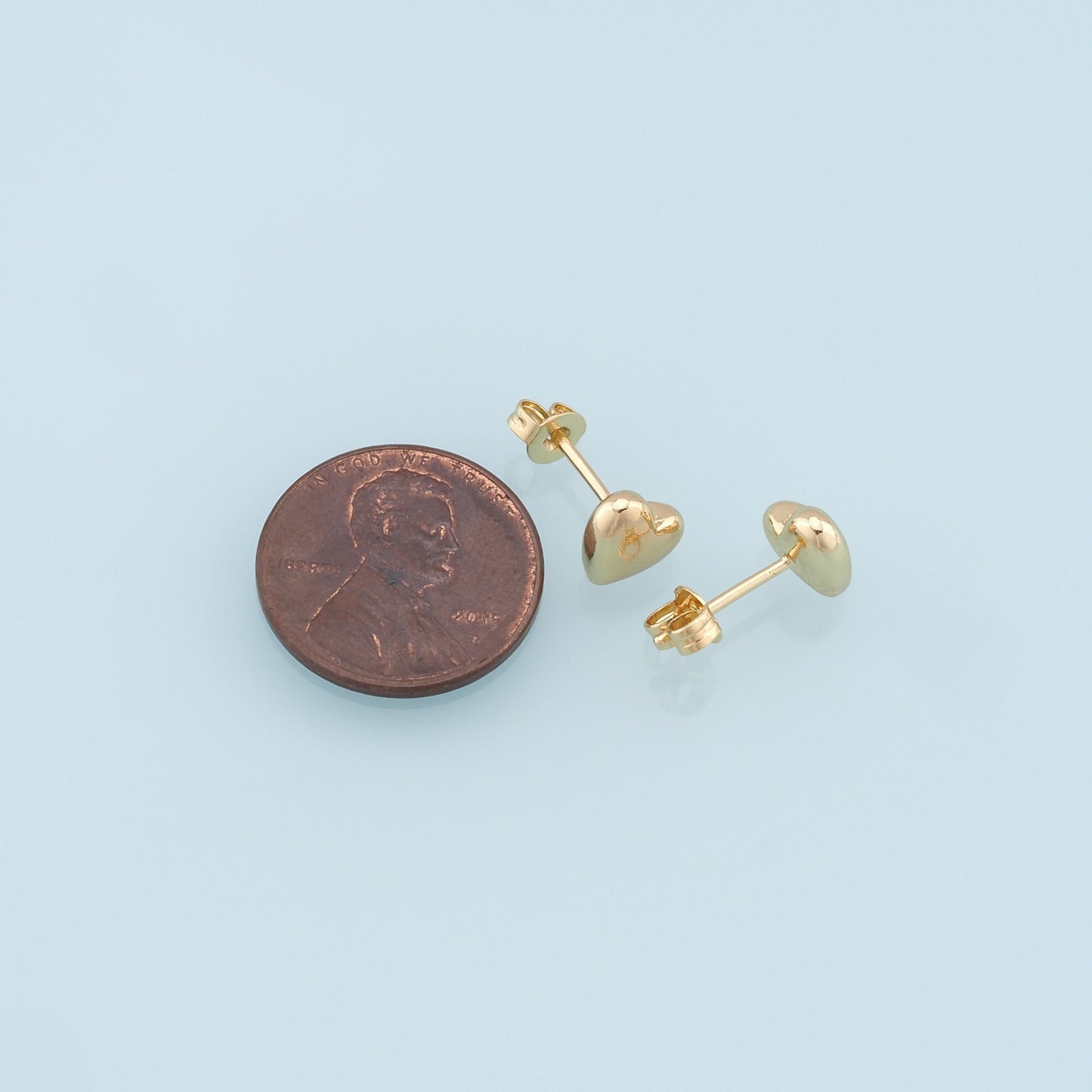 1pair 18K Gold Filled Heart Stud Earrings,Gold Earrings,Dainty Earrings