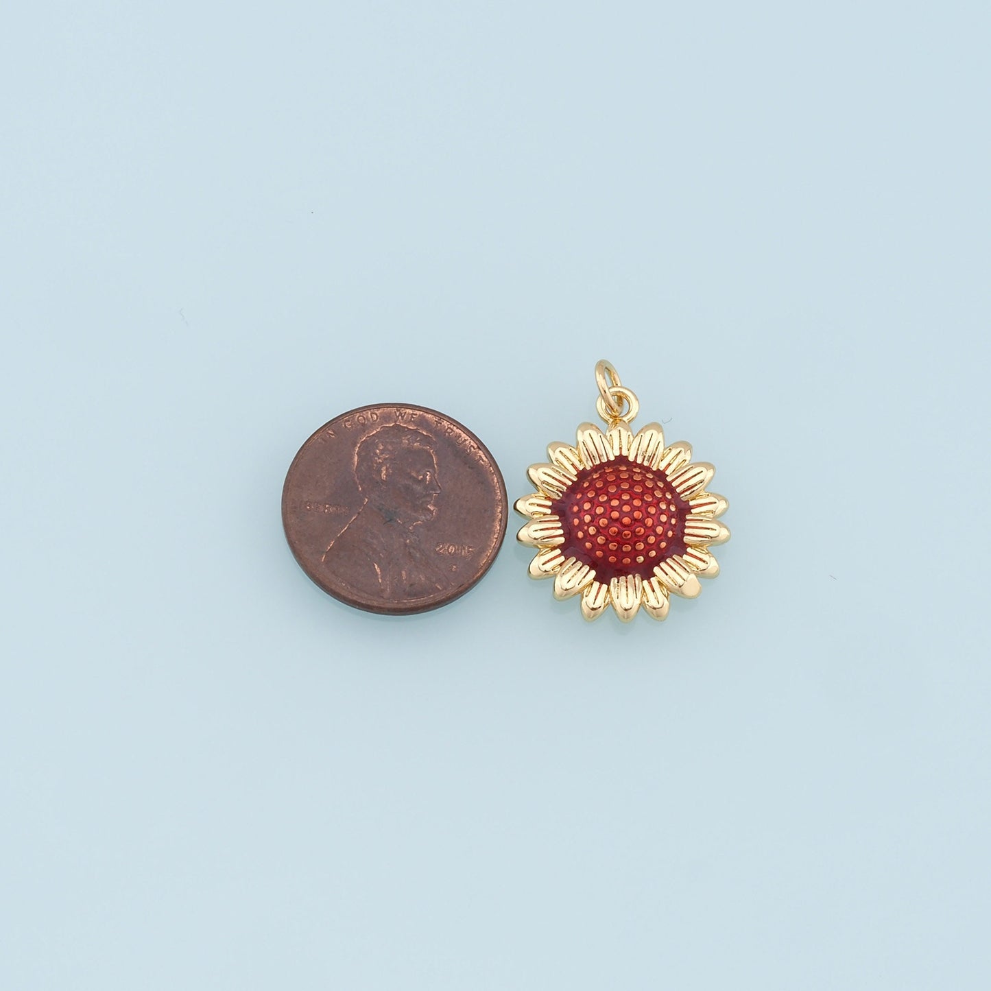 Gold Sunflower Charms,18K Gold Filled Sunflower Pendant,Enamel Sunflower Charm Bracelet Necklace for DIY Jewelry Making Supply