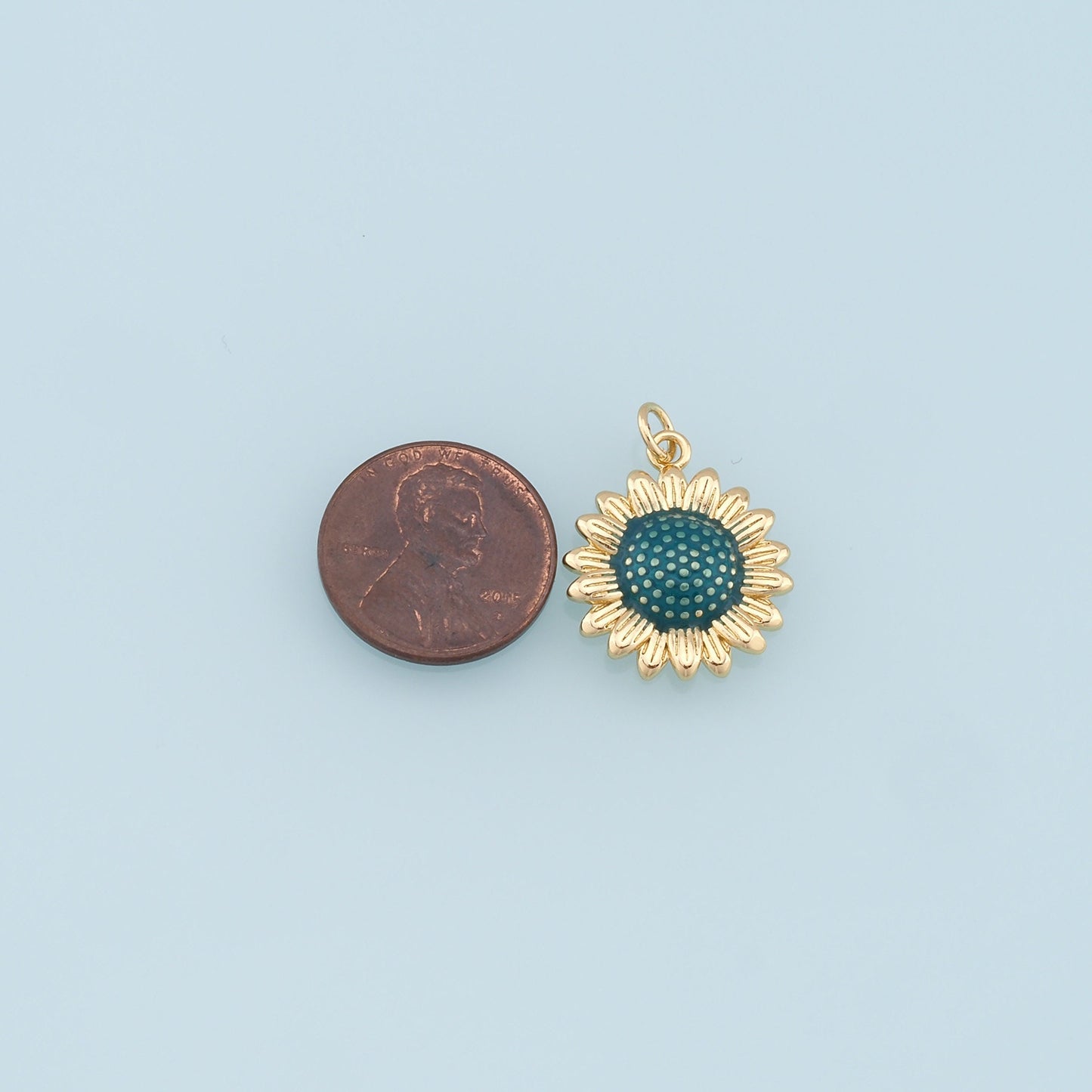 Gold Sunflower Charms,18K Gold Filled Sunflower Pendant,Enamel Sunflower Charm Bracelet Necklace for DIY Jewelry Making Supply