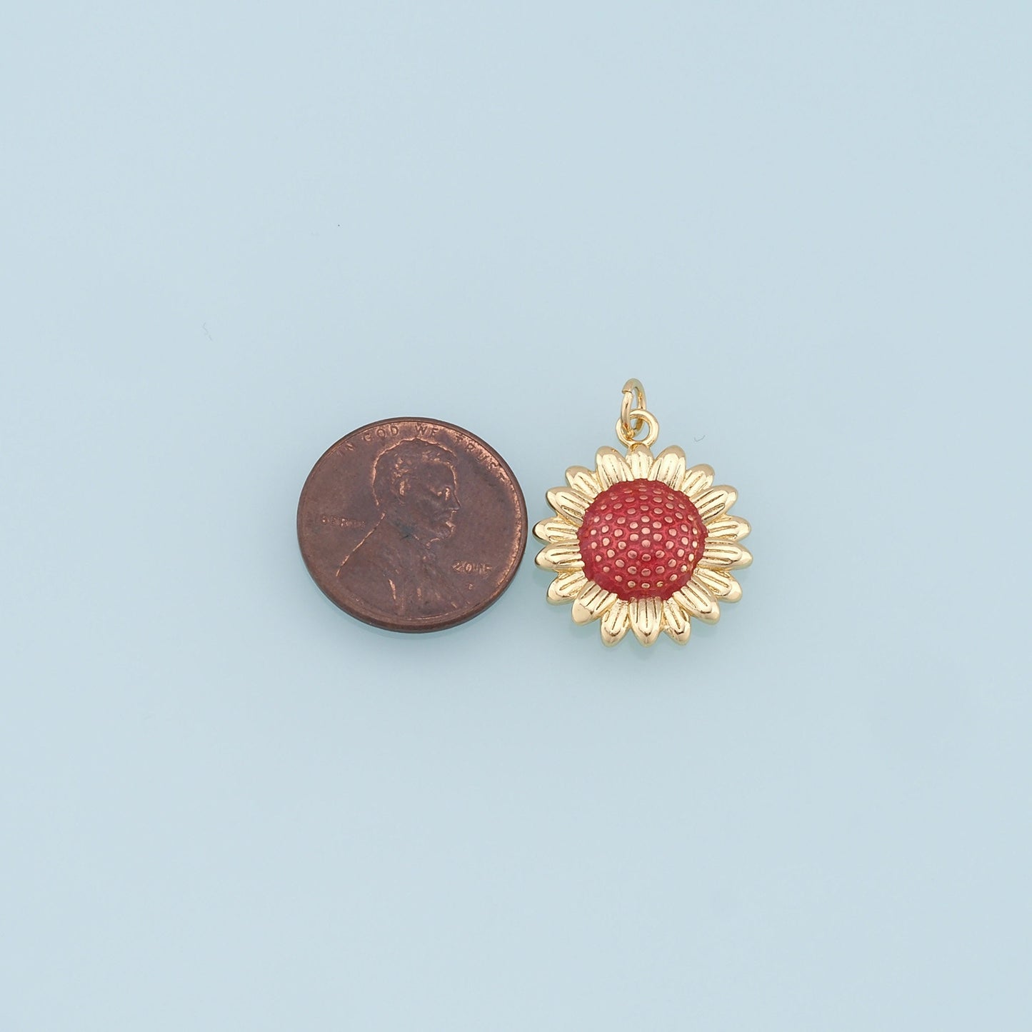 Gold Sunflower Charms,18K Gold Filled Sunflower Pendant,Enamel Sunflower Charm Bracelet Necklace for DIY Jewelry Making Supply