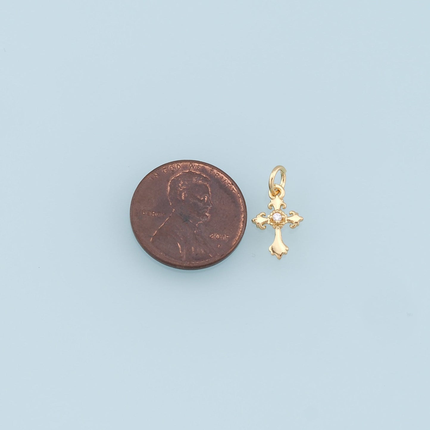 Gold Cross Charms,18K Gold Filled Cross Pendant,CZ Cross Charm Bracelet Necklace for DIY Jewelry Making Supply