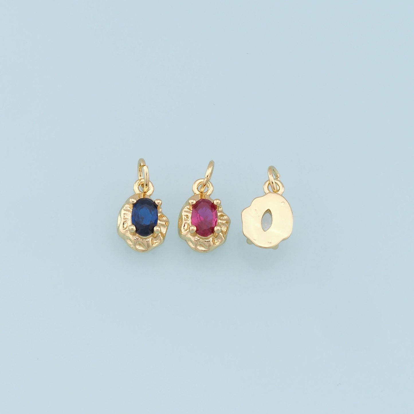 Gold Oval Crystal Charm,18K Gold Filled Oval Pendant,Irregular Oval Charm Bracelet Necklace for DIY Jewelry Making Supply