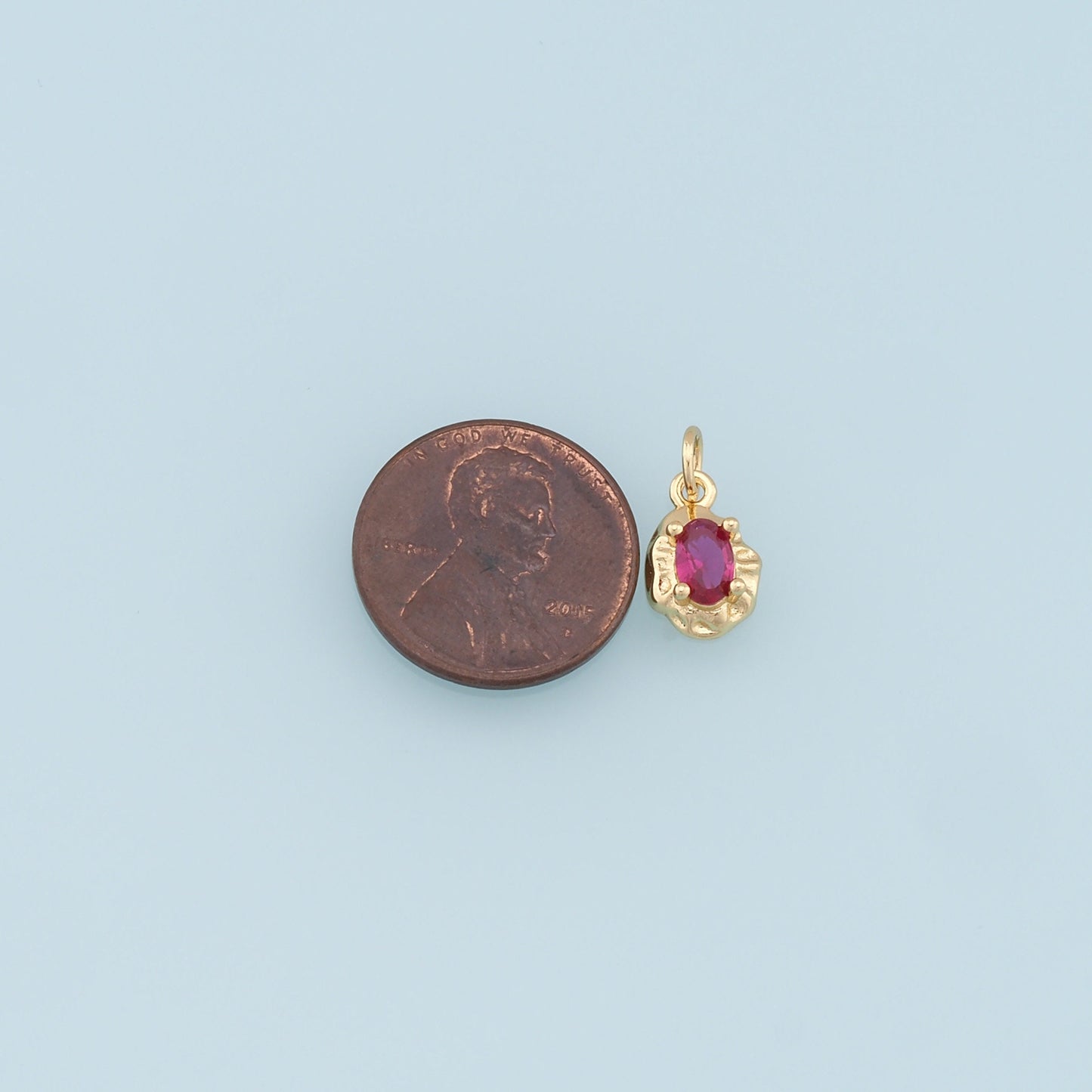 Gold Oval Crystal Charm,18K Gold Filled Oval Pendant,Irregular Oval Charm Bracelet Necklace for DIY Jewelry Making Supply