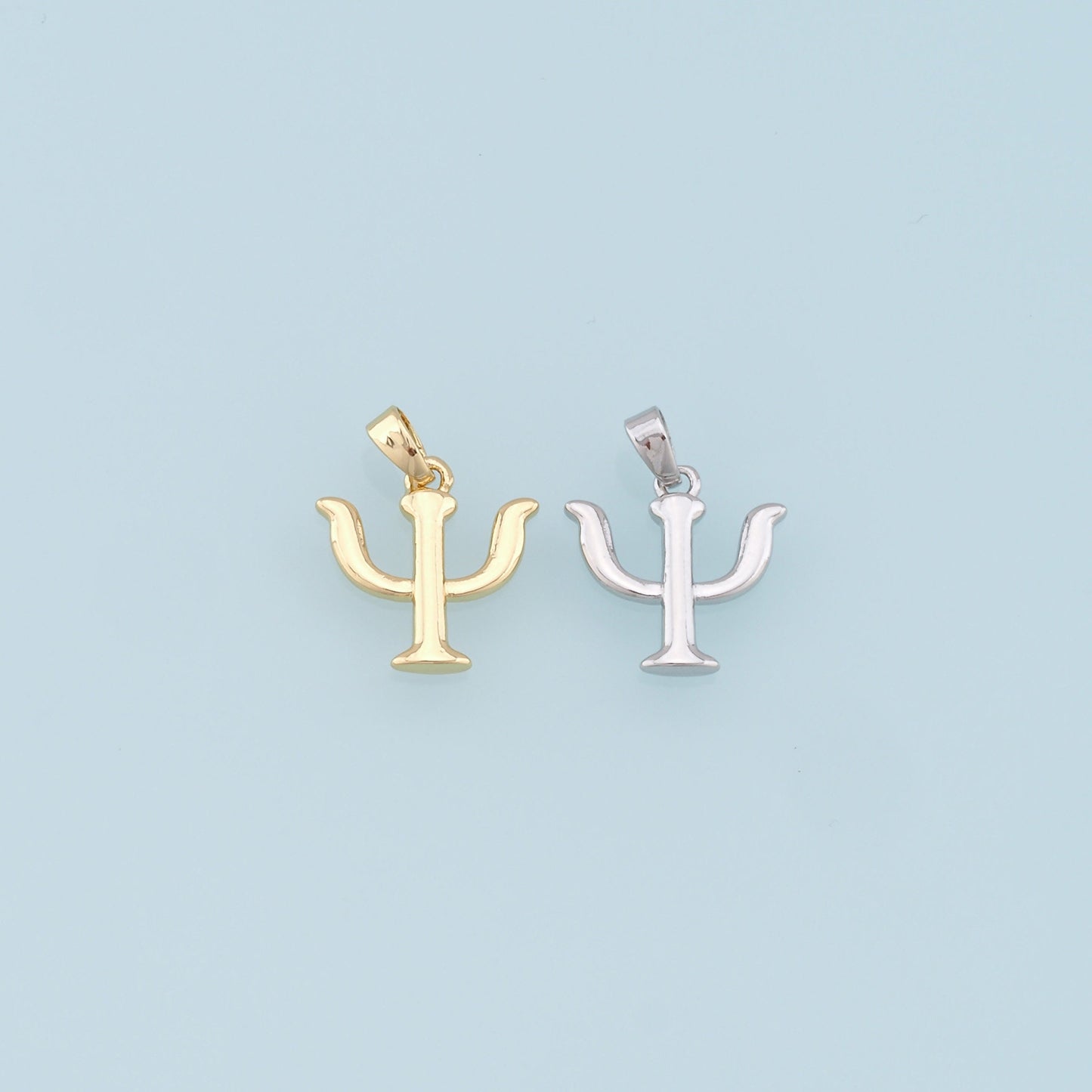 Gold Greek Letter Charms,18K Gold Filled Psi Pendant,Friendship Charm Bracelet Necklace for DIY Jewelry Making Supply