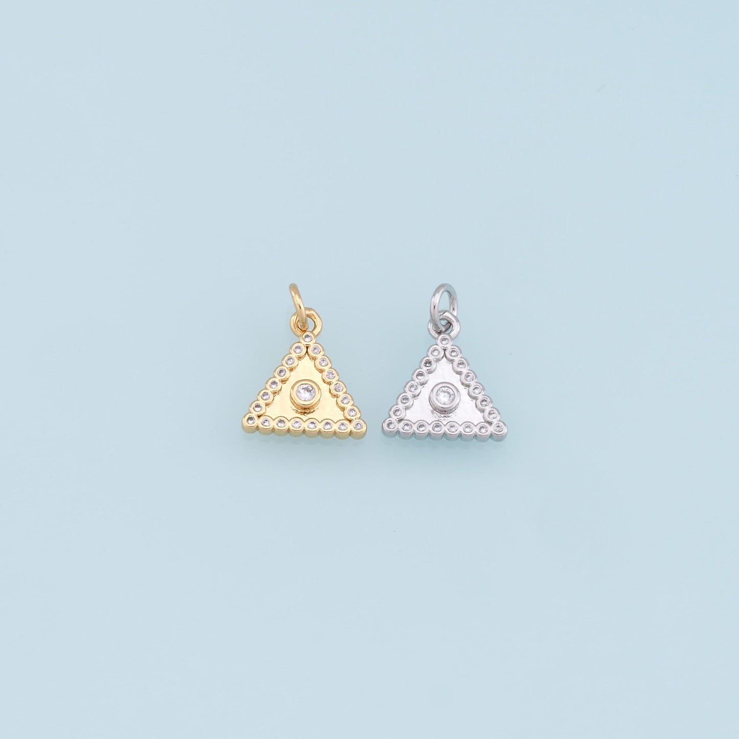 Gold Triangle Charms,18K Gold Filled Triangle Pendant,CZ Micro Pave Triangle Charm Bracelet Necklace for DIY Jewelry Making Supply