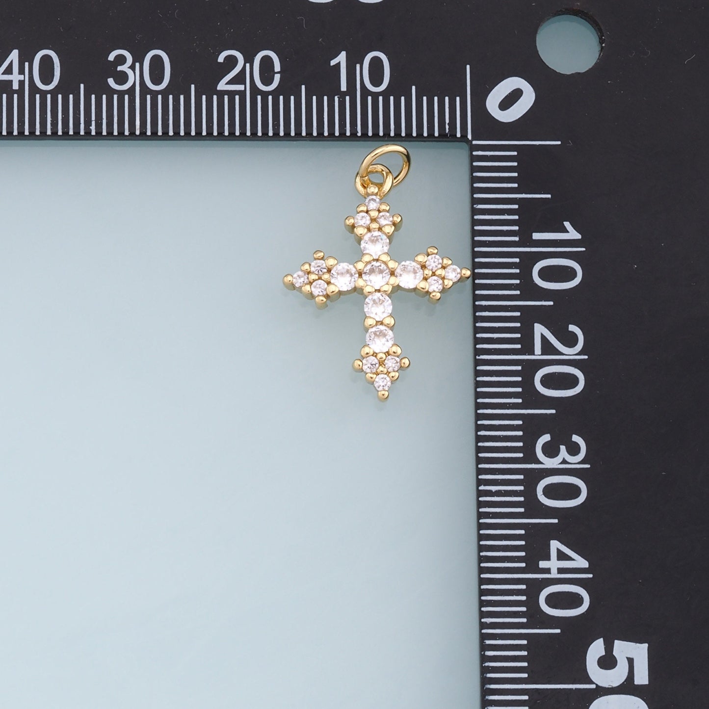 Gold Cross Charms,18K Gold Filled Cross Pendant,CZ Micro Pave Cross Charm Bracelet Necklace for DIY Jewelry Making Supply