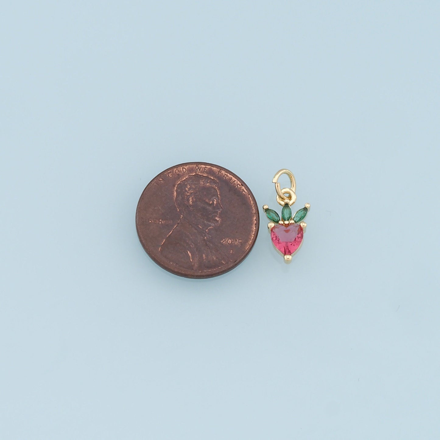 Gold Tiny Radish Charms,18K Gold Filled Crystal Radish Pendant,Fruit Charm Bracelet Necklace for DIY Jewelry Making Supply